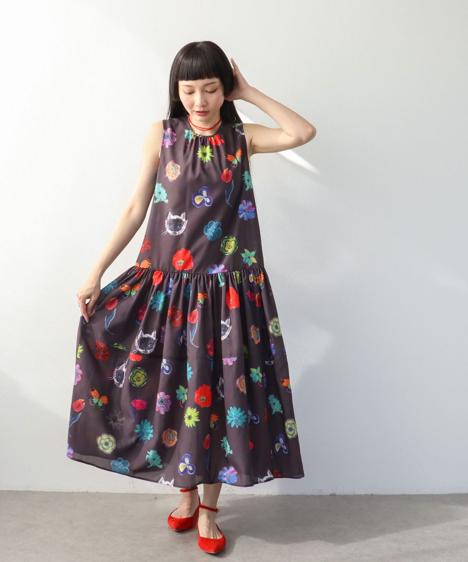 ≪4/16(木)予約開始≫【バラ色の帽子コラボ】プリントワンピース