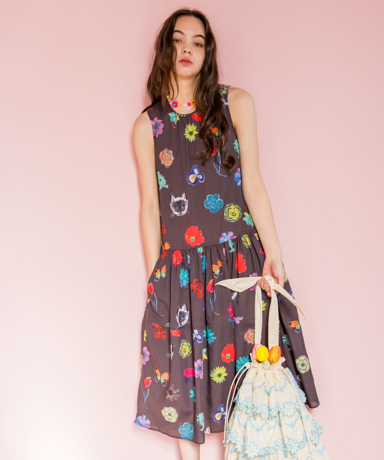 ≪4/16(木)予約開始≫【バラ色の帽子コラボ】プリントワンピース