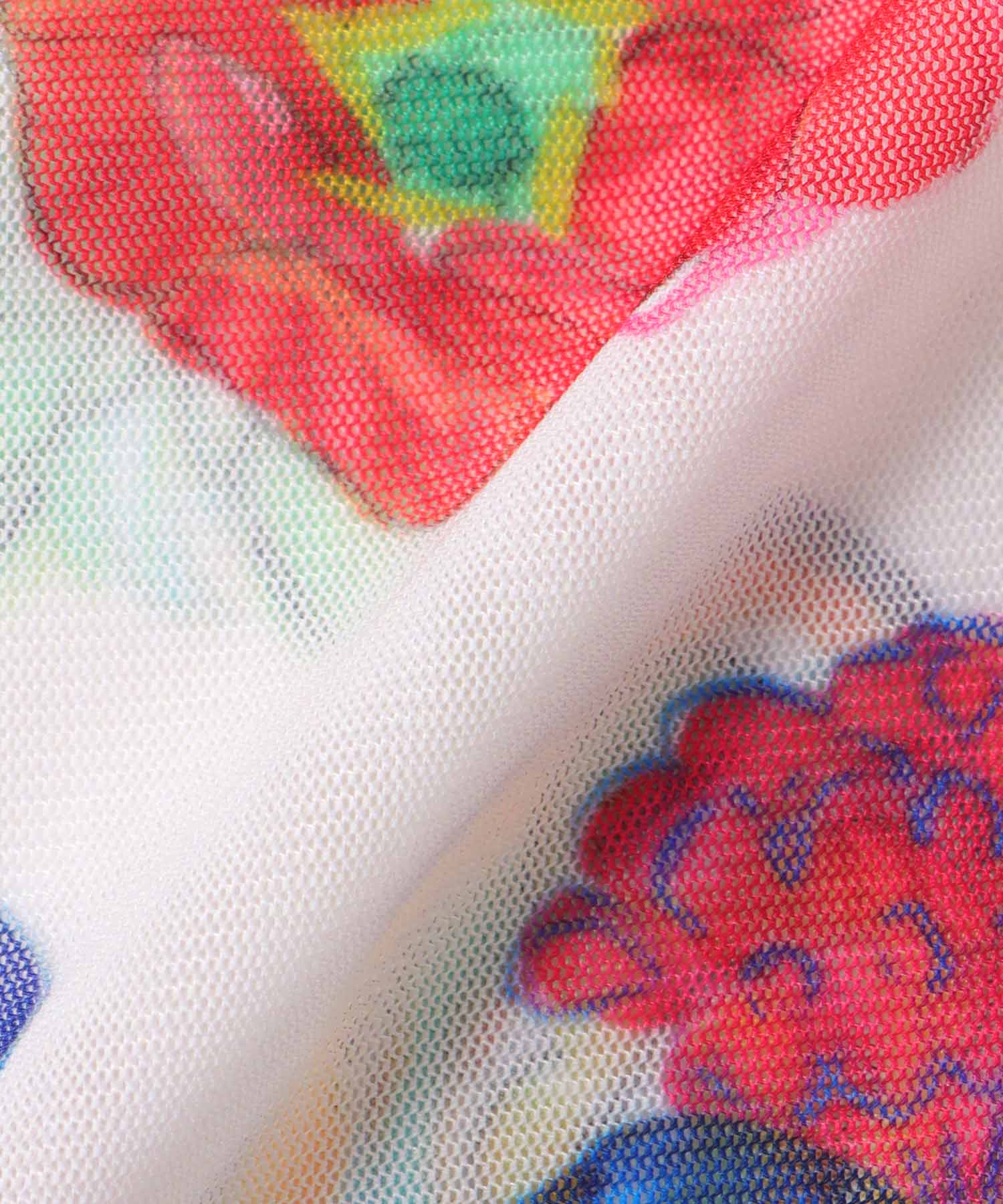 【バラ色の帽子コラボ】プリントシアーカーディガン