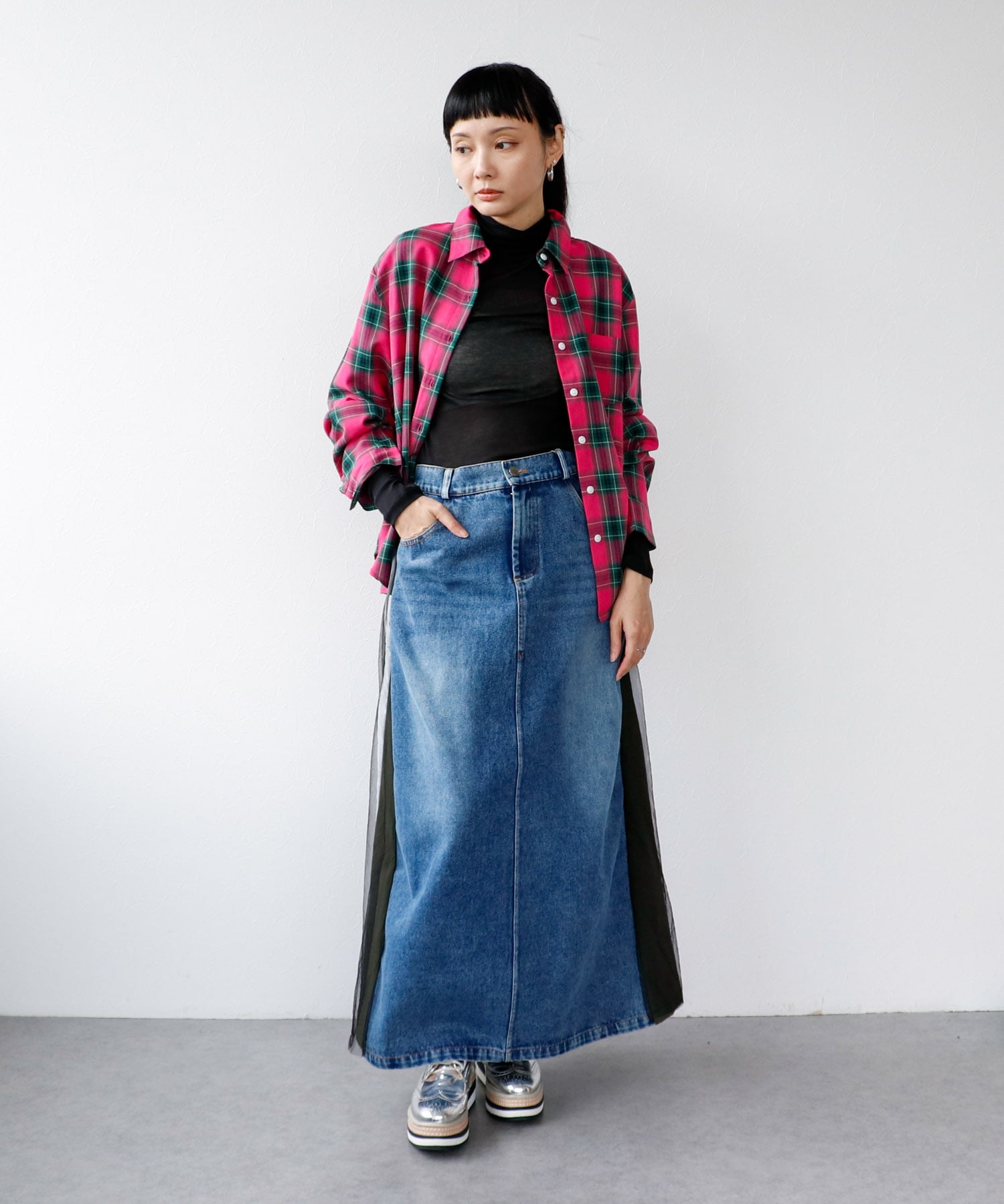 ＜WEB限定＞カラーチェックショートブラウスⅡ