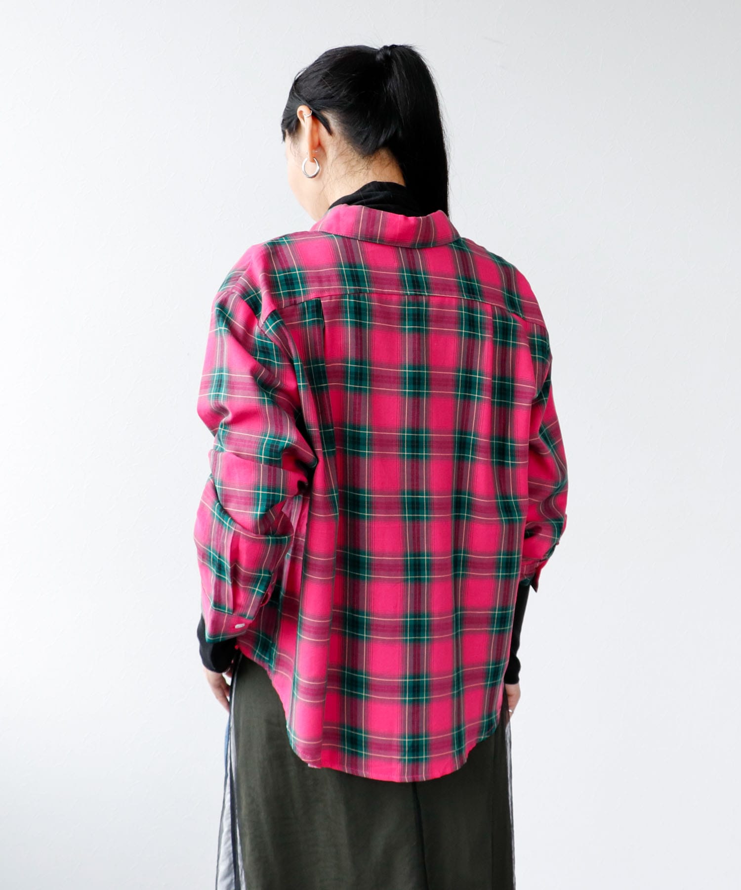＜WEB限定＞カラーチェックショートブラウスⅡ