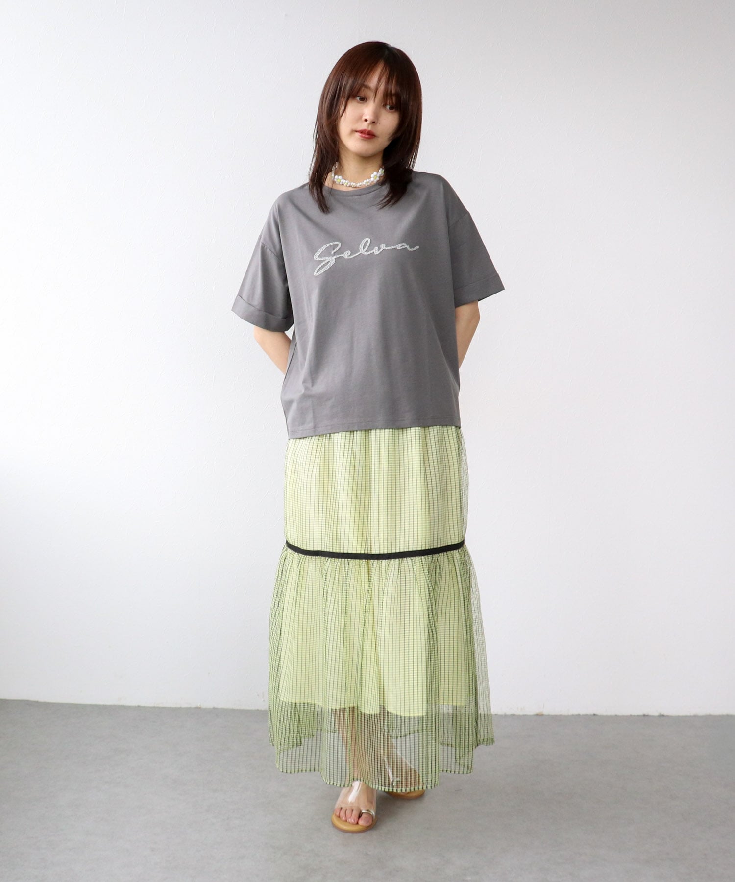 シアーチェックスカート