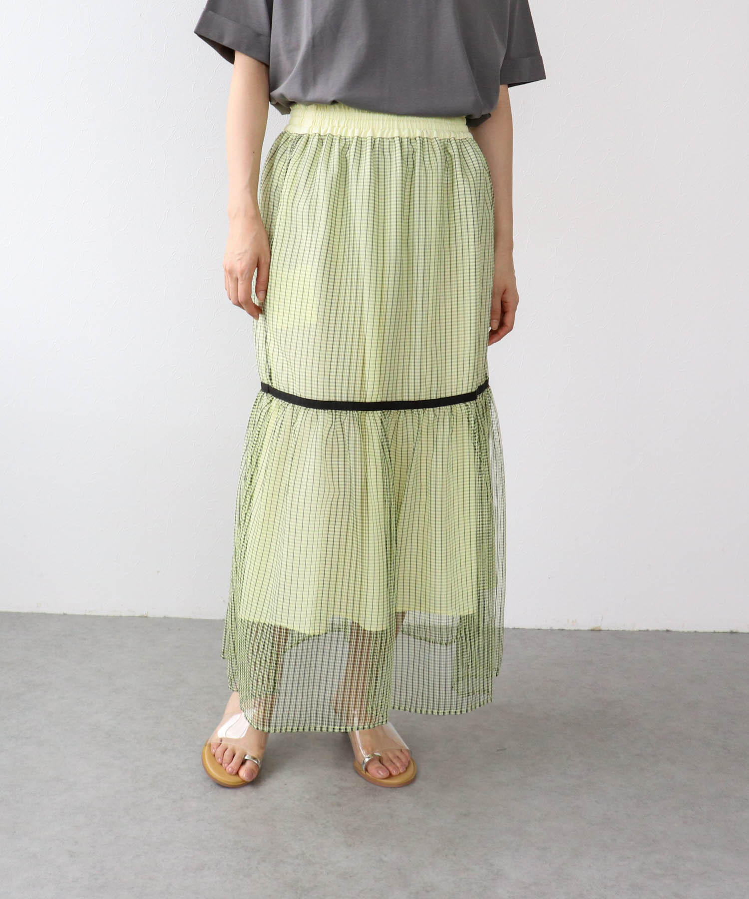 シアーチェックスカート