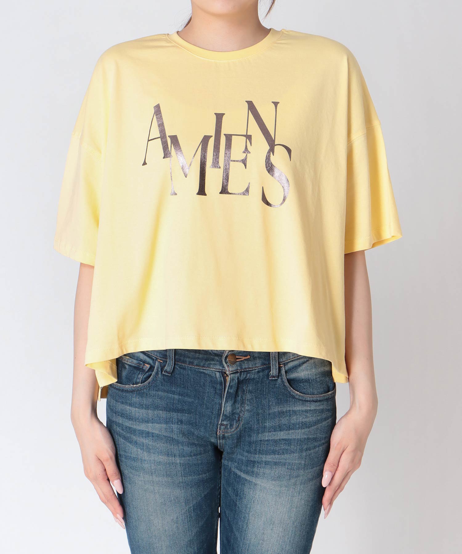 ワイドシルエット箔ロゴTシャツ