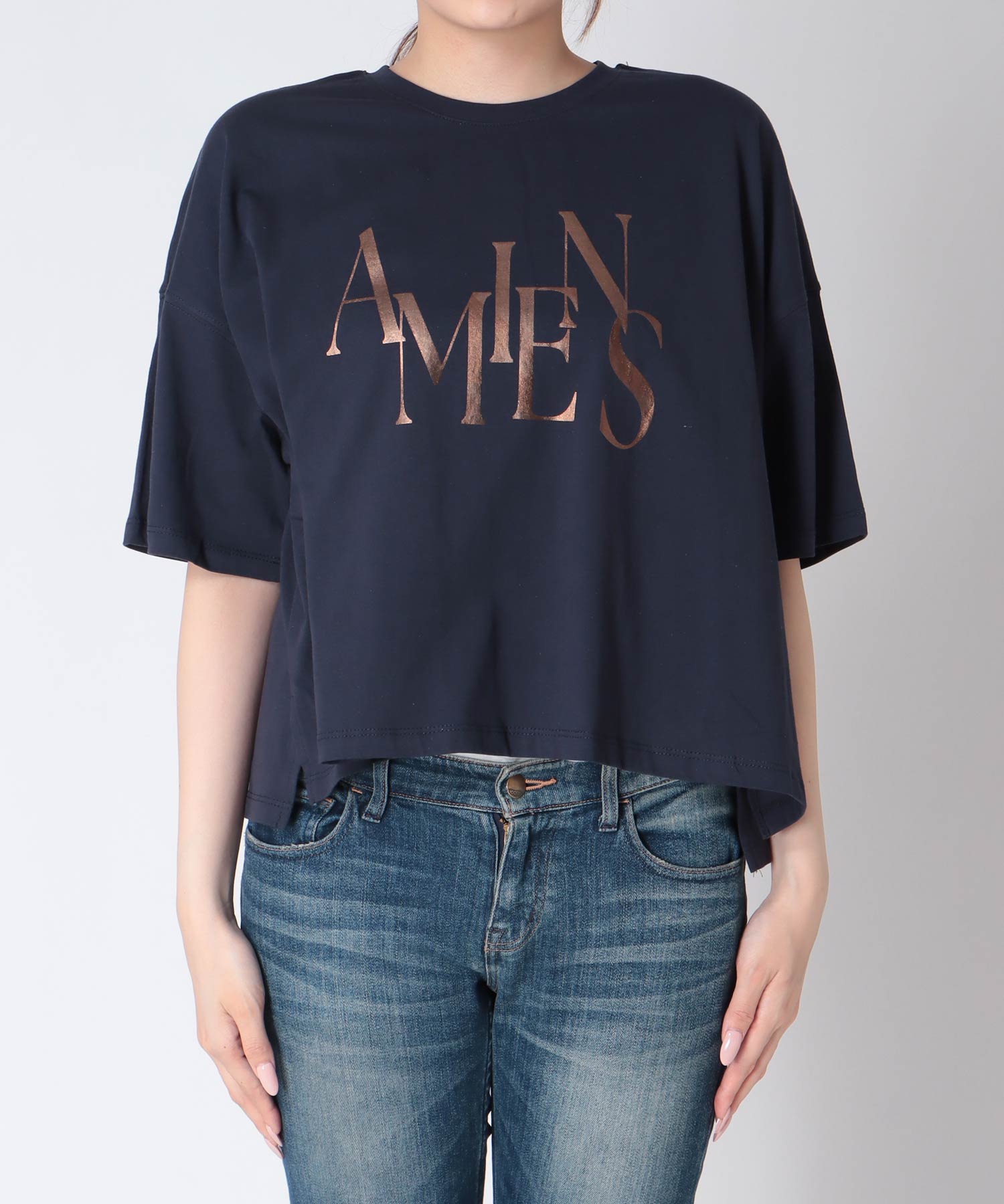 ワイドシルエット箔ロゴTシャツ