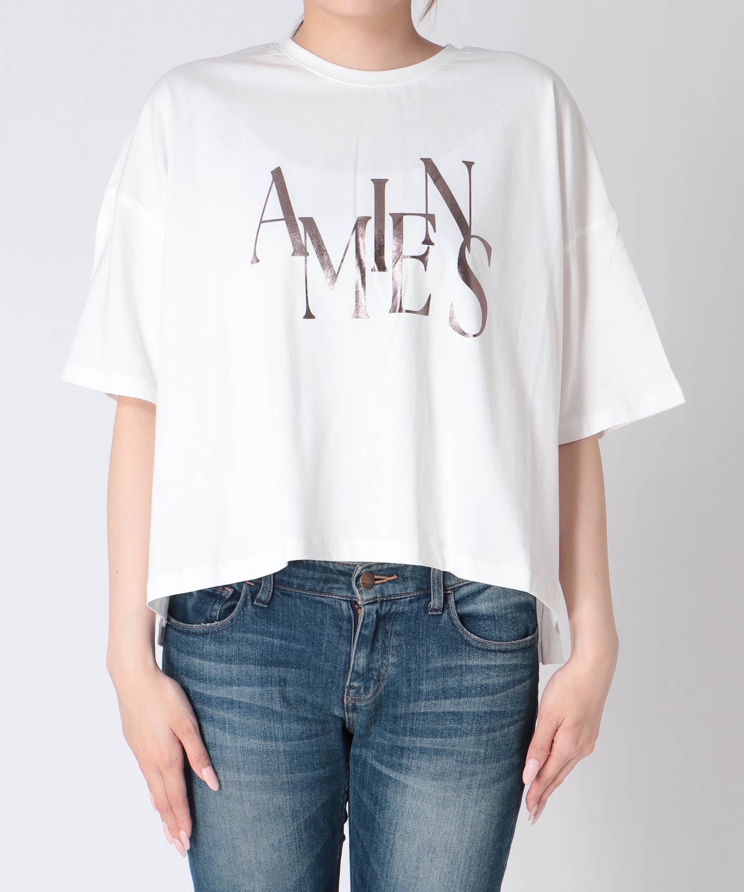 ワイドシルエット箔ロゴTシャツ