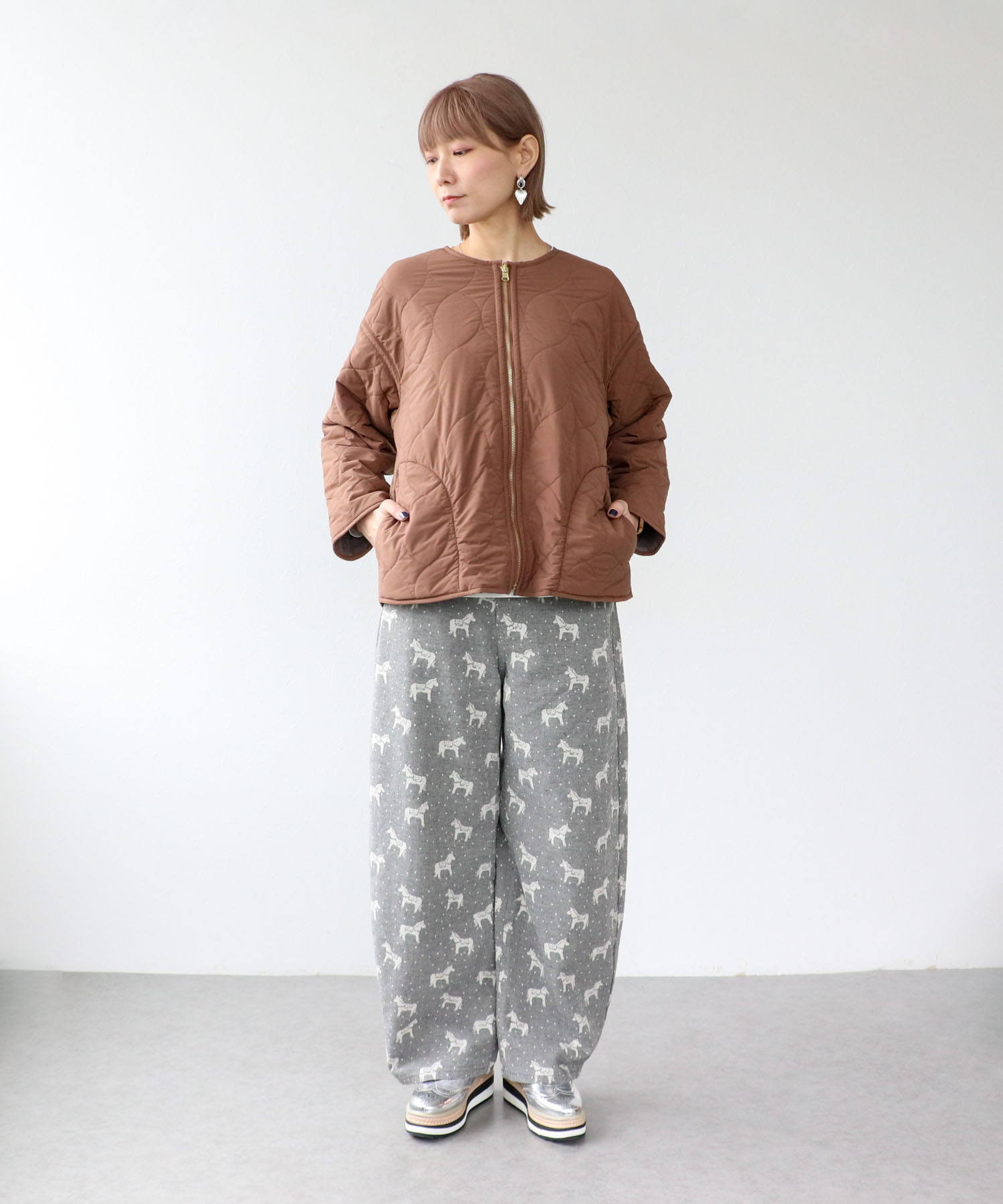 リバーシブルキルティングショートコート