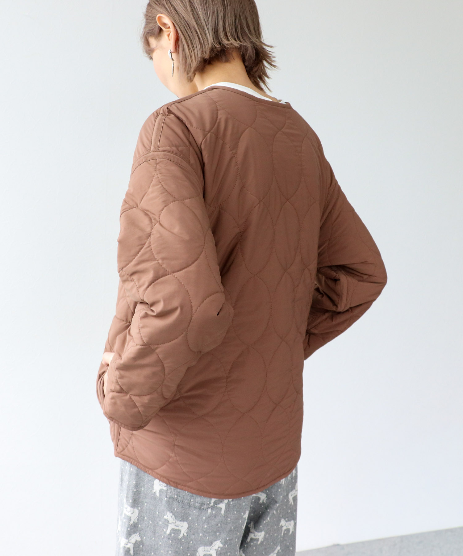 リバーシブルキルティングショートコート