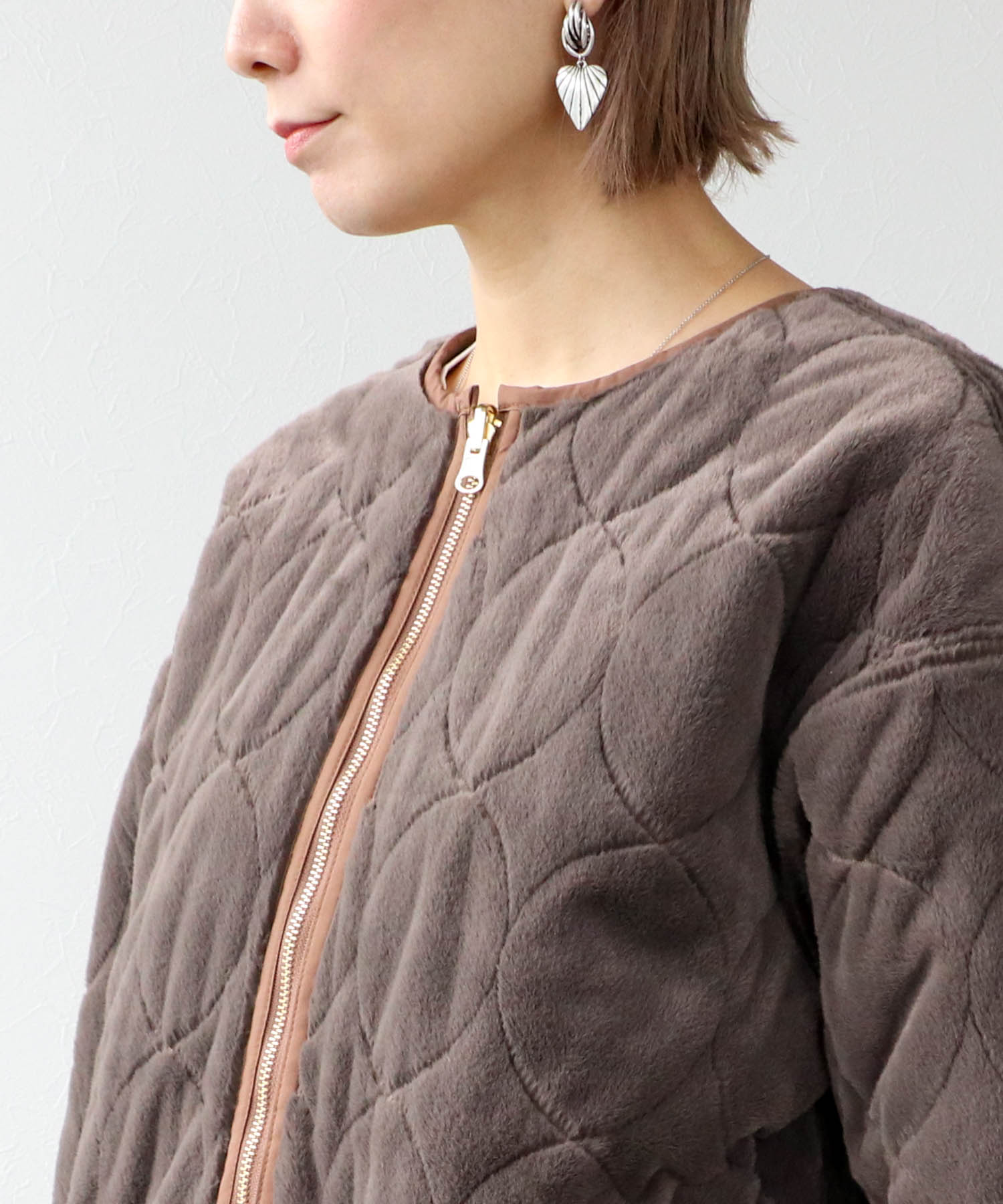リバーシブルキルティングショートコート
