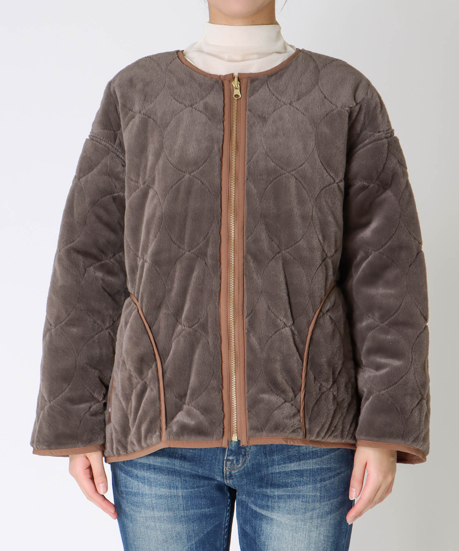 リバーシブルキルティングショートコート