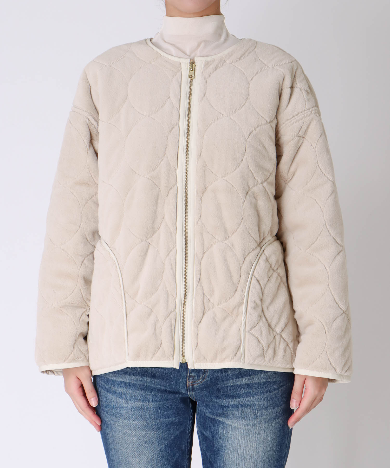 リバーシブルキルティングショートコート