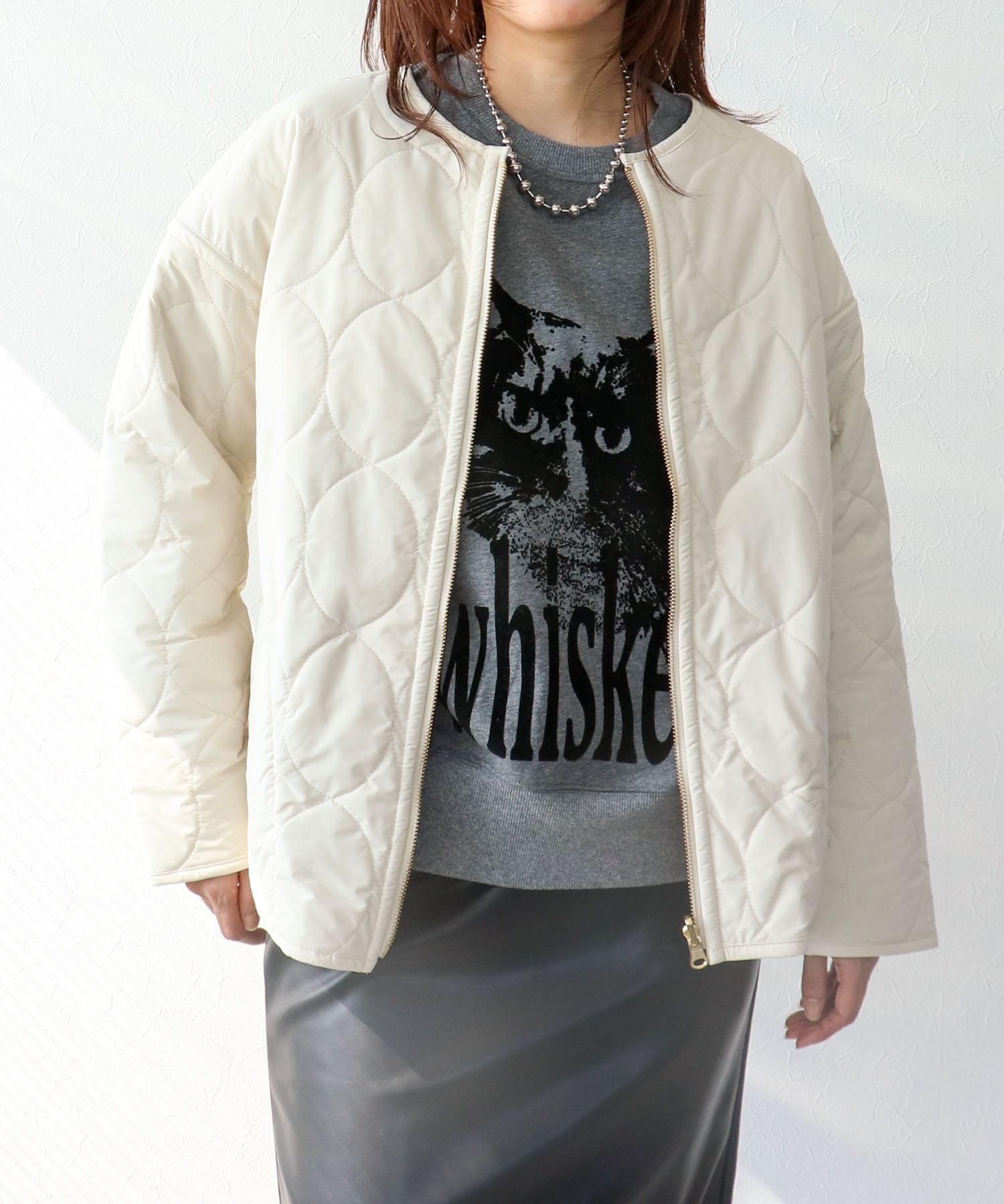 リバーシブルキルティングショートコート