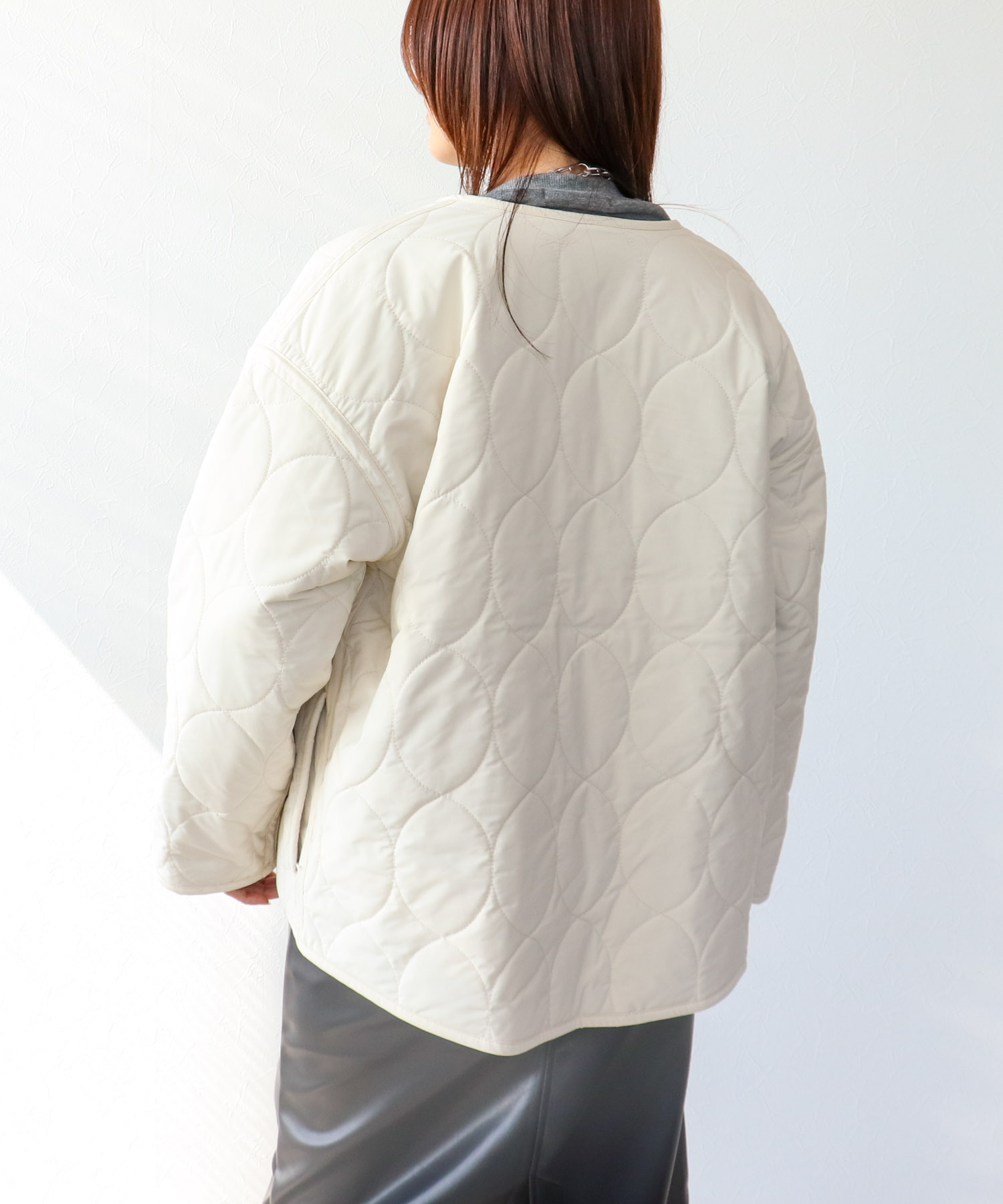 リバーシブルキルティングショートコート