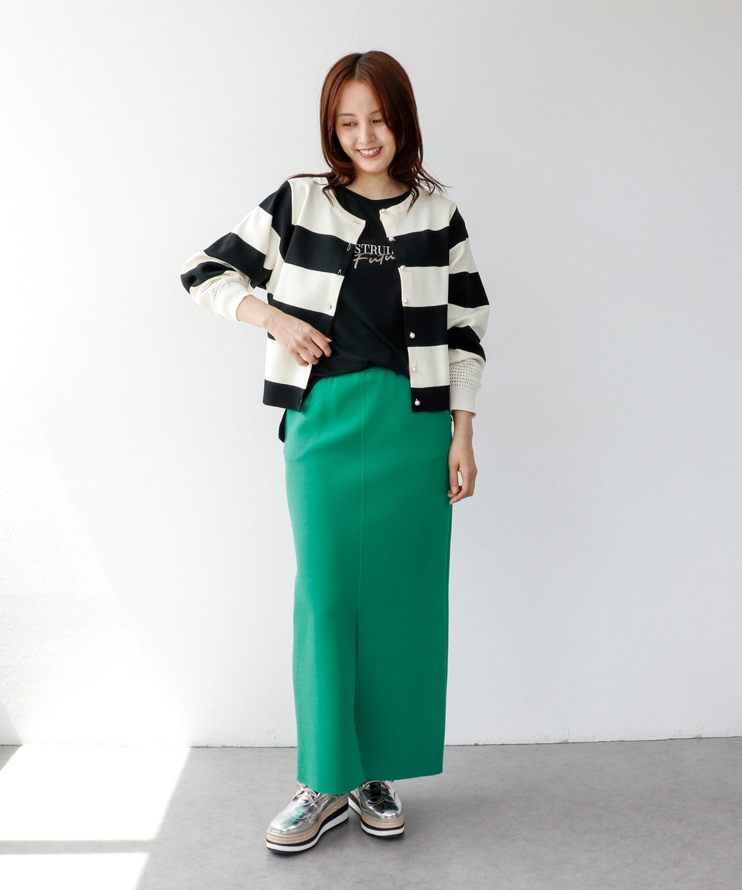 超軽量パールボタンカーディガン 別注