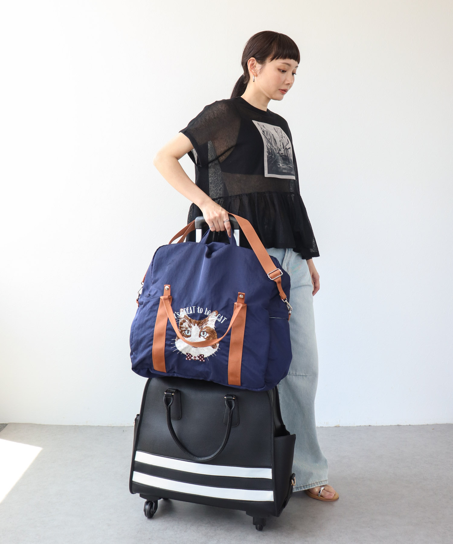 キャリーオン刺繍トラベルボストンBAGⅡ