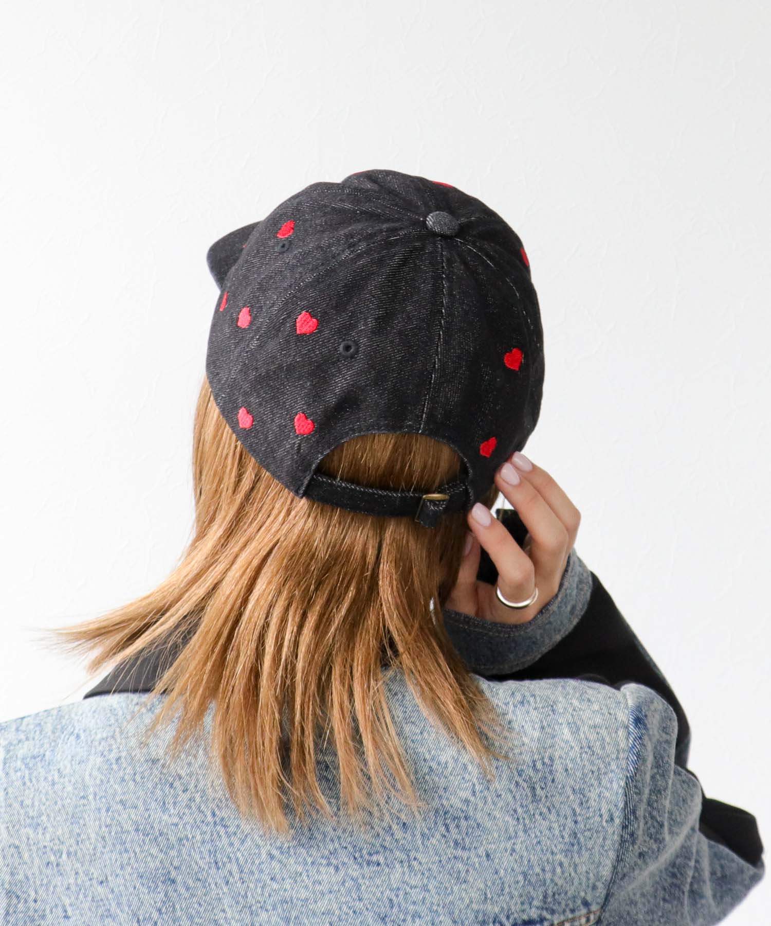 ハート刺繍デニムキャップ