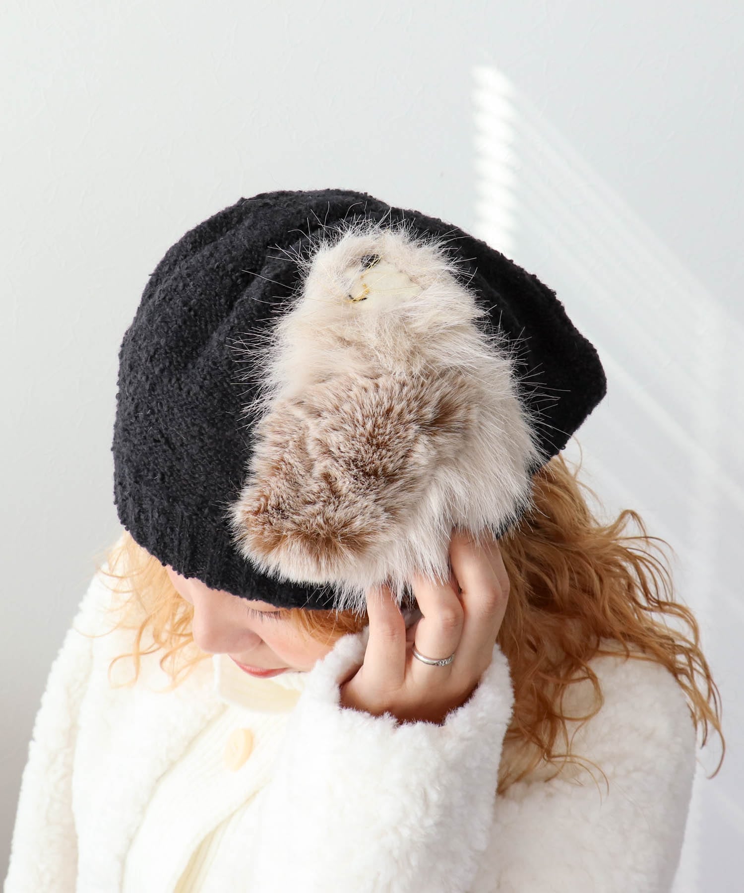 ＜一部店舗・WEB限定＞【バラ色の帽子】noble catニットキャップ