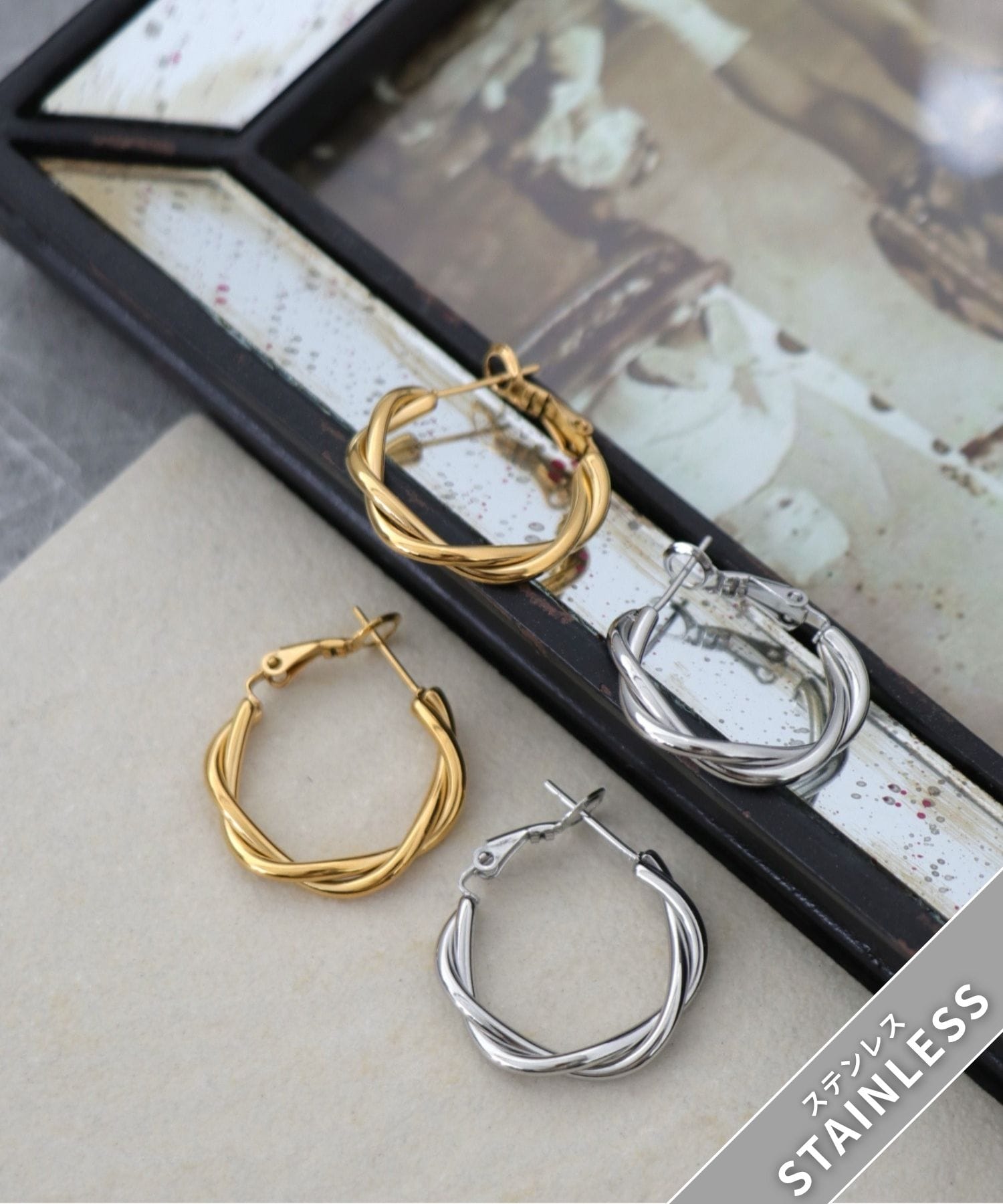 ステンレス】スクリューフープピアス | AND ON JIONE STORE