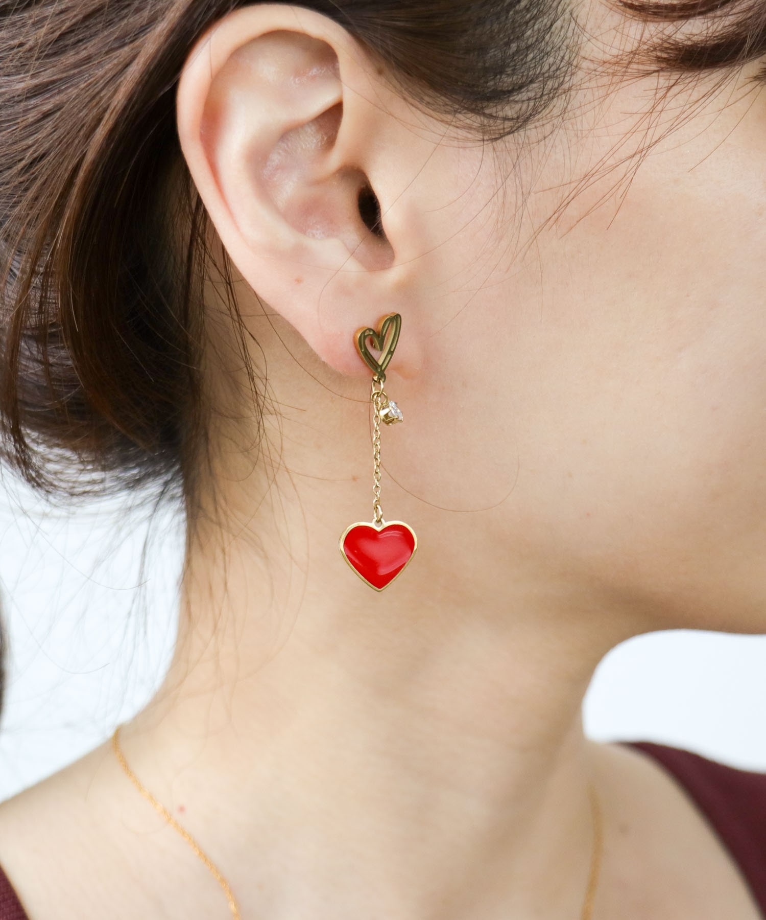 【ステンレス】ハートアシメピアス