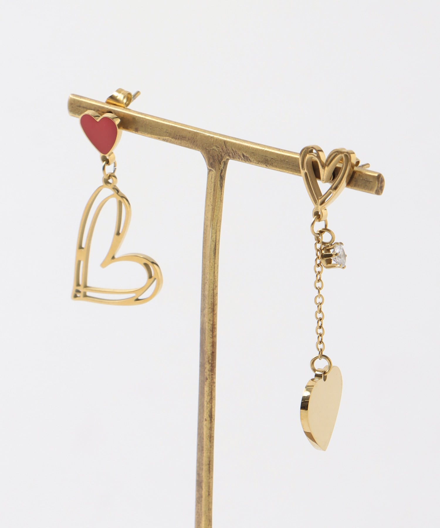 【ステンレス】ハートアシメピアス