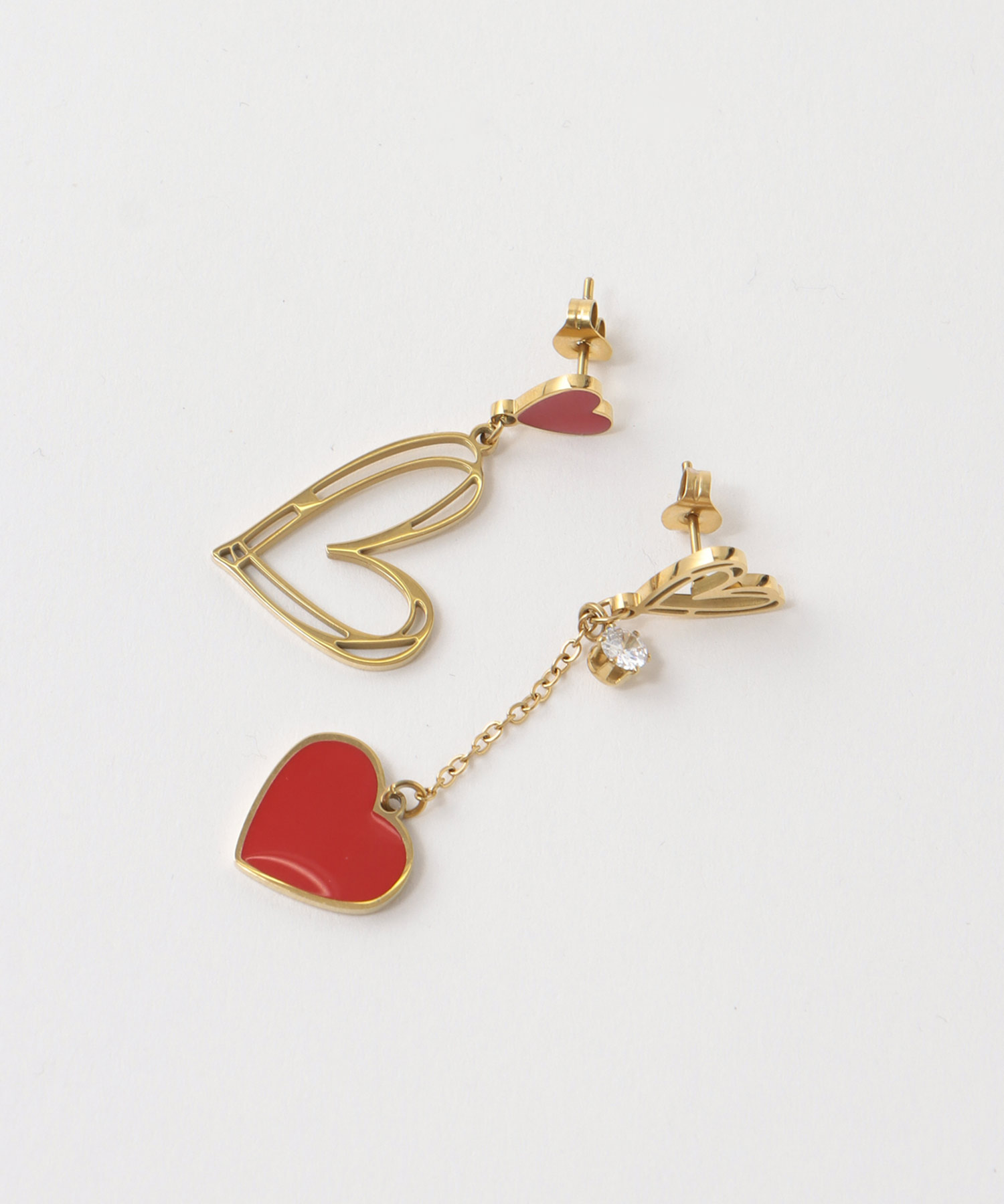 【ステンレス】ハートアシメピアス