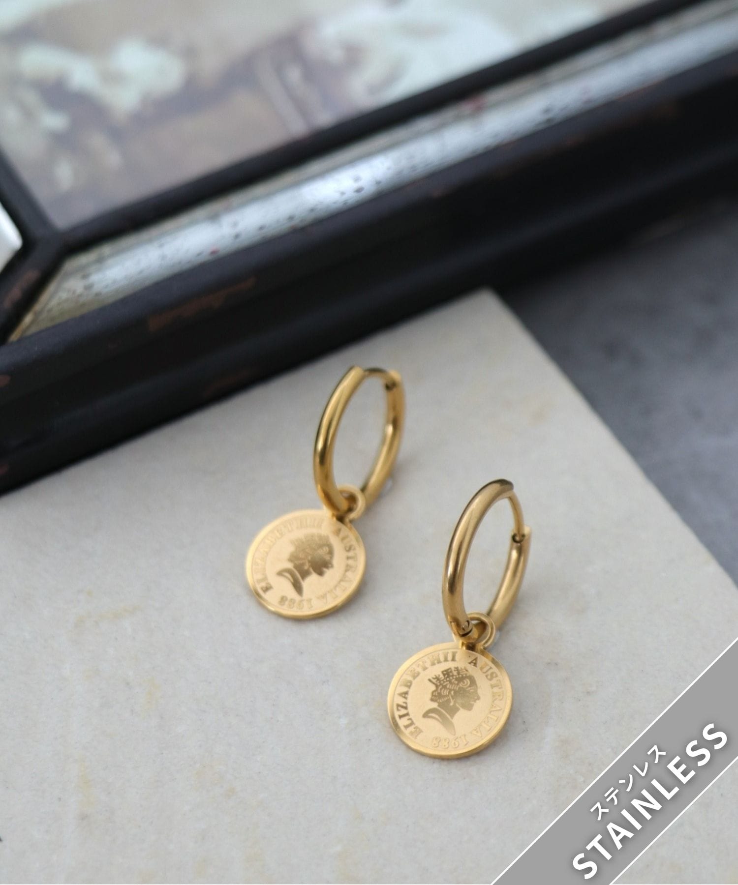 【ステンレス】コインワンタッチピアス