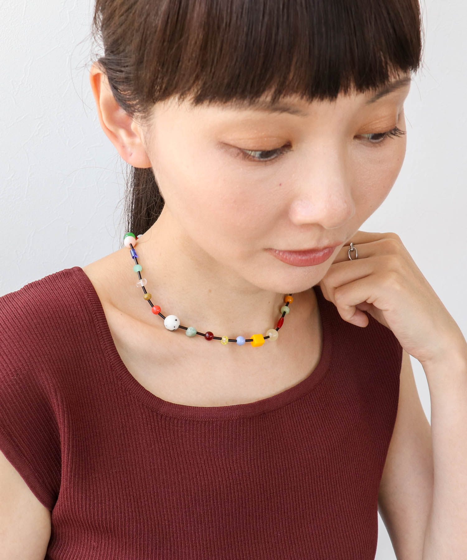 BLACK×マルチビーズネックレス