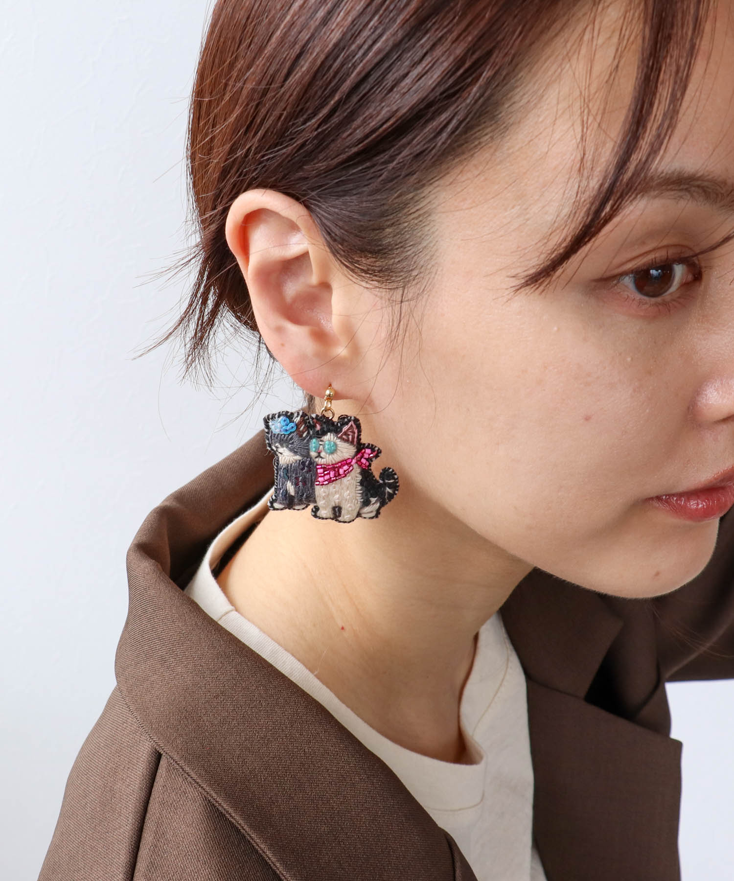 ＜一部店舗・WEB限定＞【tamaoworld×Three Four Time】Dusty Meow Earring pin