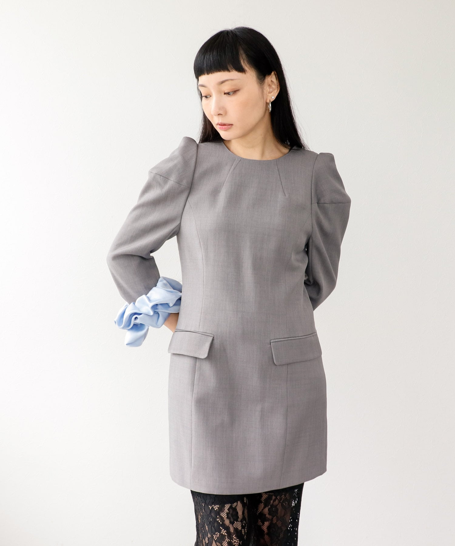 chouchou sleeve mini dress set