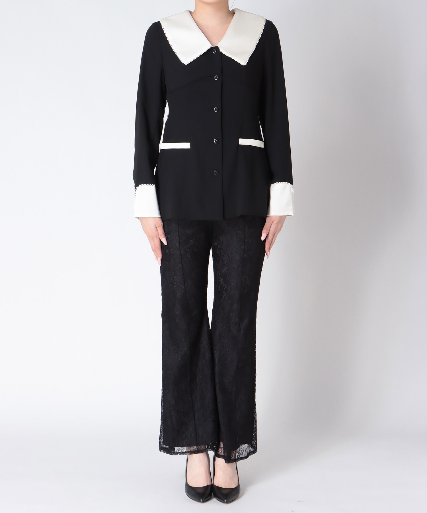 contrast collar set up dress