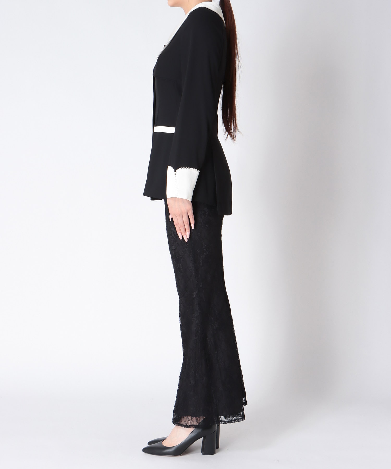 contrast collar set up dress