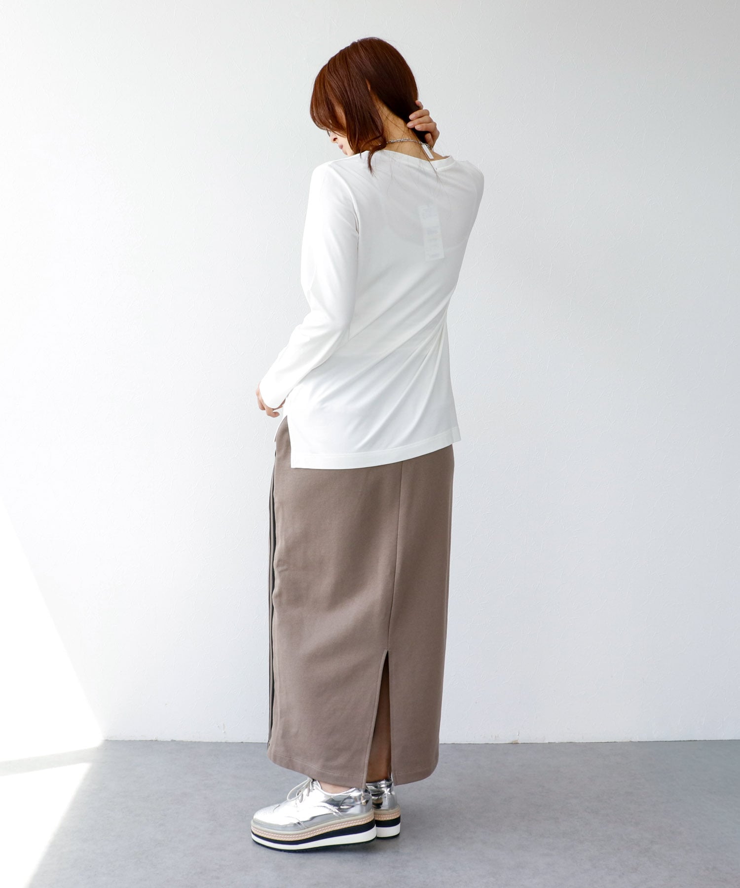 タフコットン裏毛サイドラインスカート