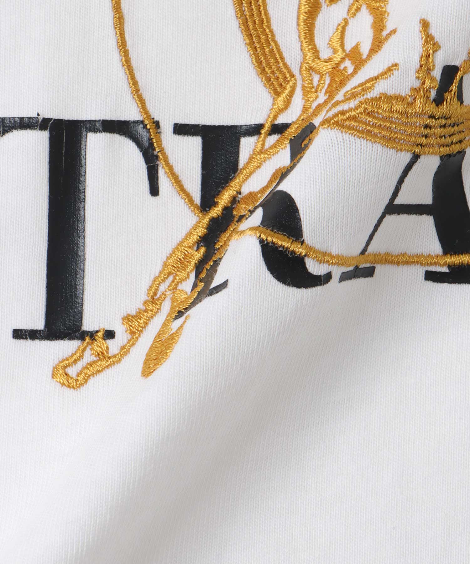 ウマ刺繍カレッジプリントTシャツ