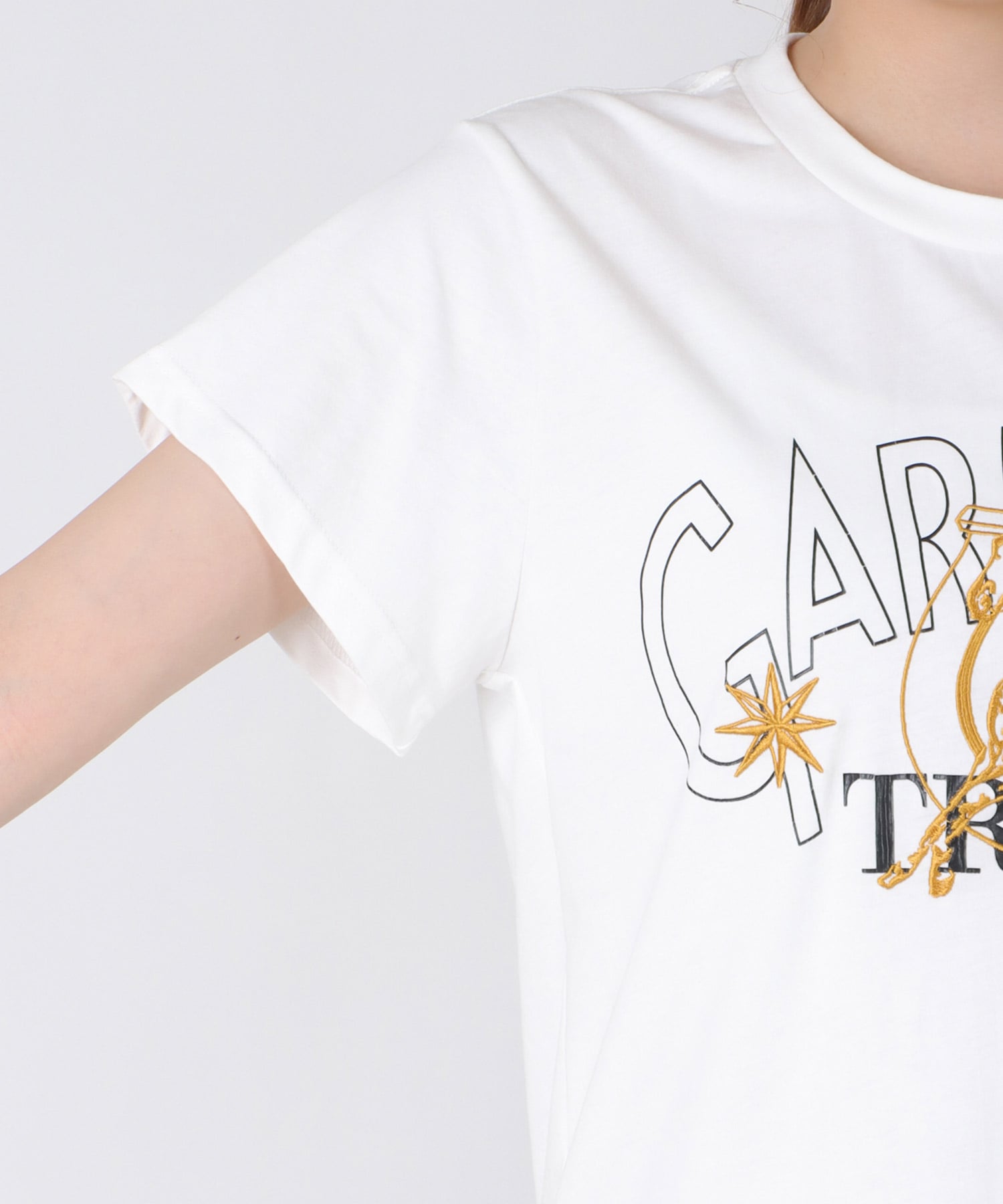 ウマ刺繍カレッジプリントTシャツワンピース