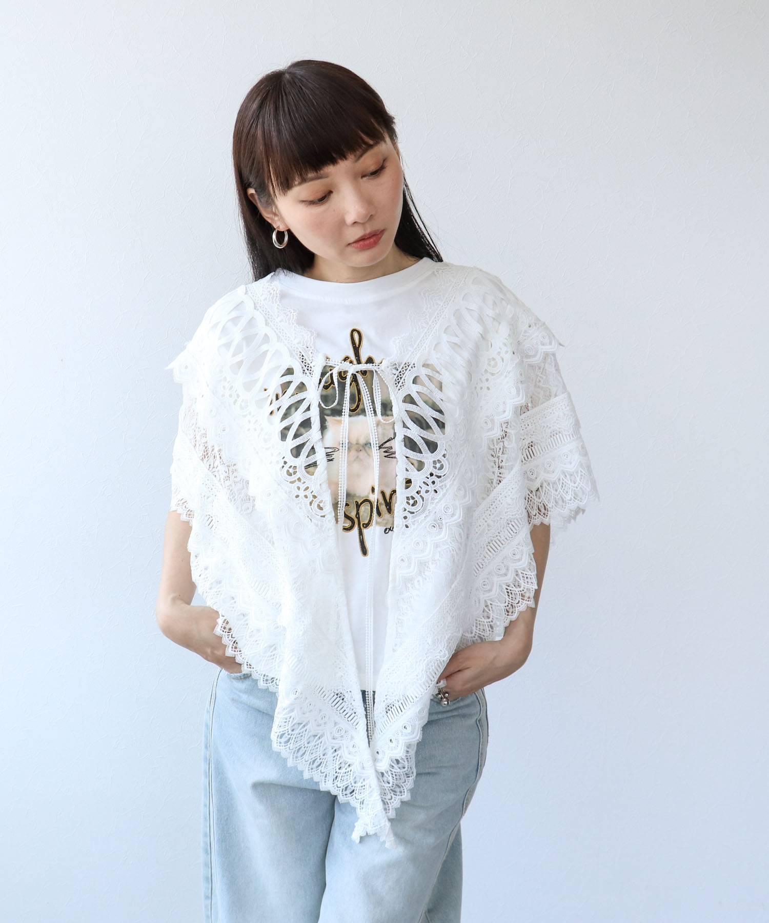 CATプリント刺繍ノースリーブプルオーバー