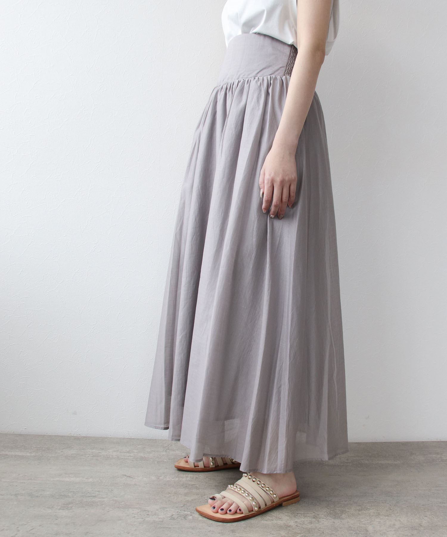 Sugar Rose>back shirring gather flare skirt | AND ON JIONE STORE