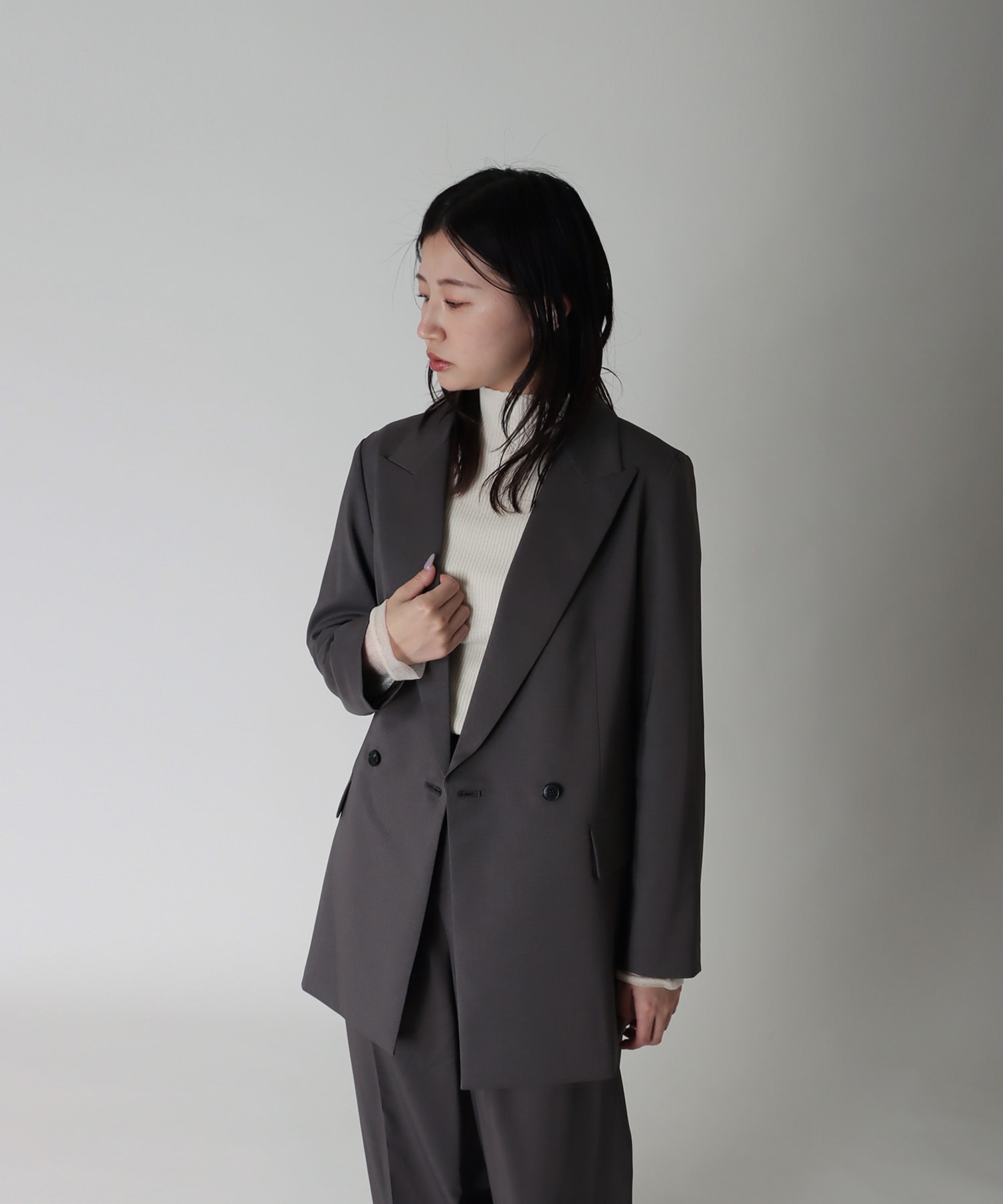 ドレスレイブ wool linen back belt jacket-