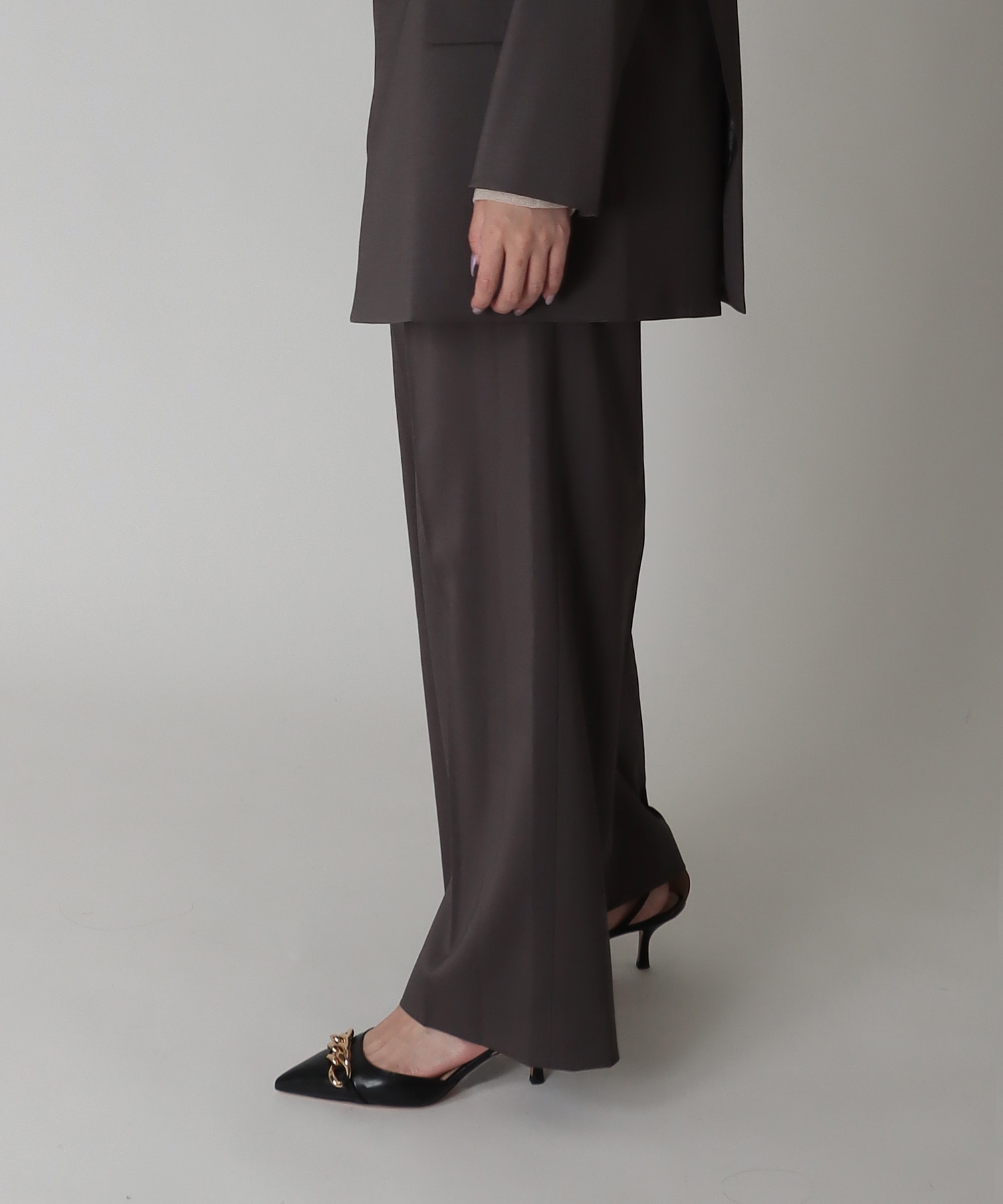 ＜B7＞twill wide pants