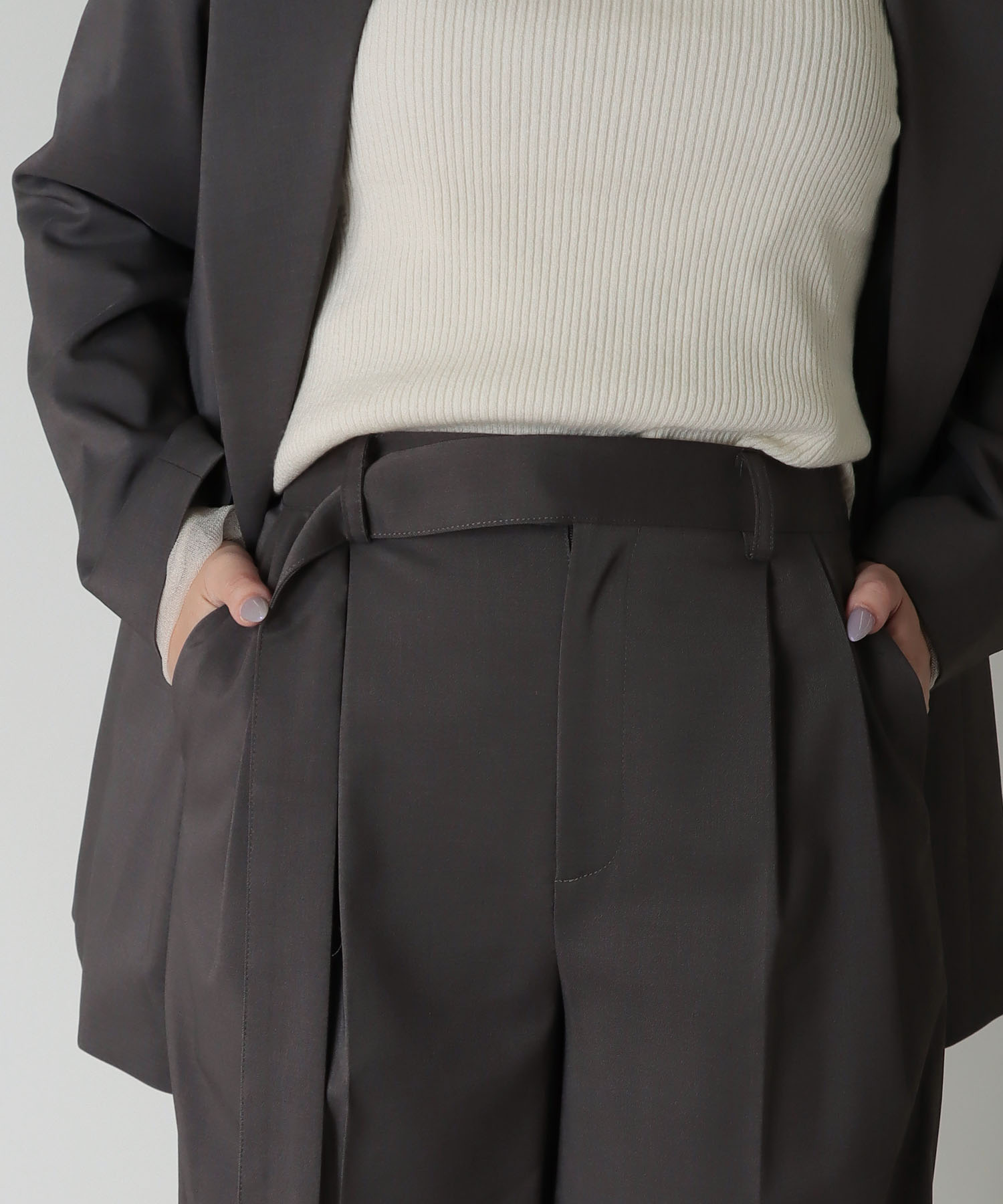 ＜B7＞twill wide pants