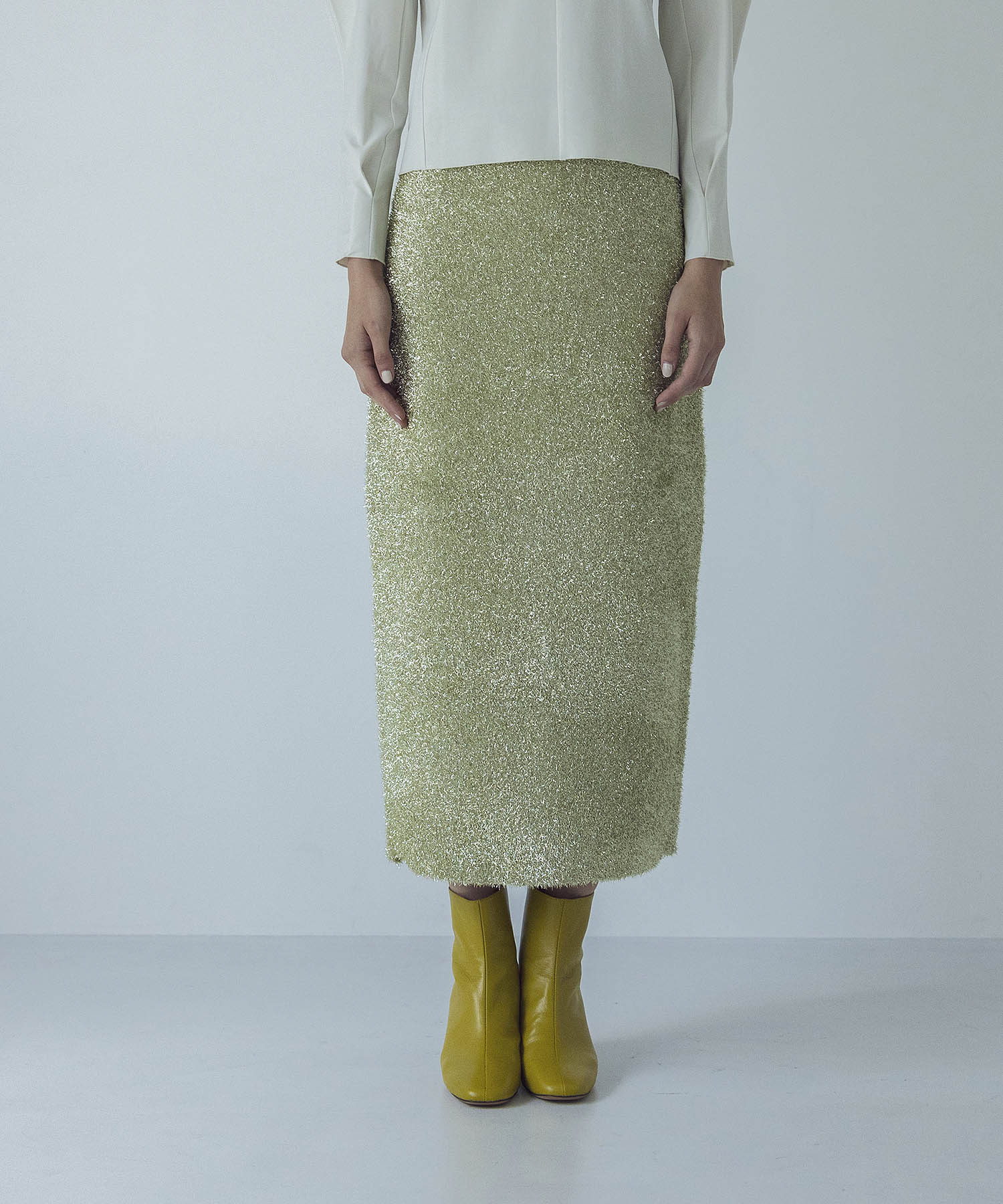 ＜VENIT＞metallic shaggy skirt