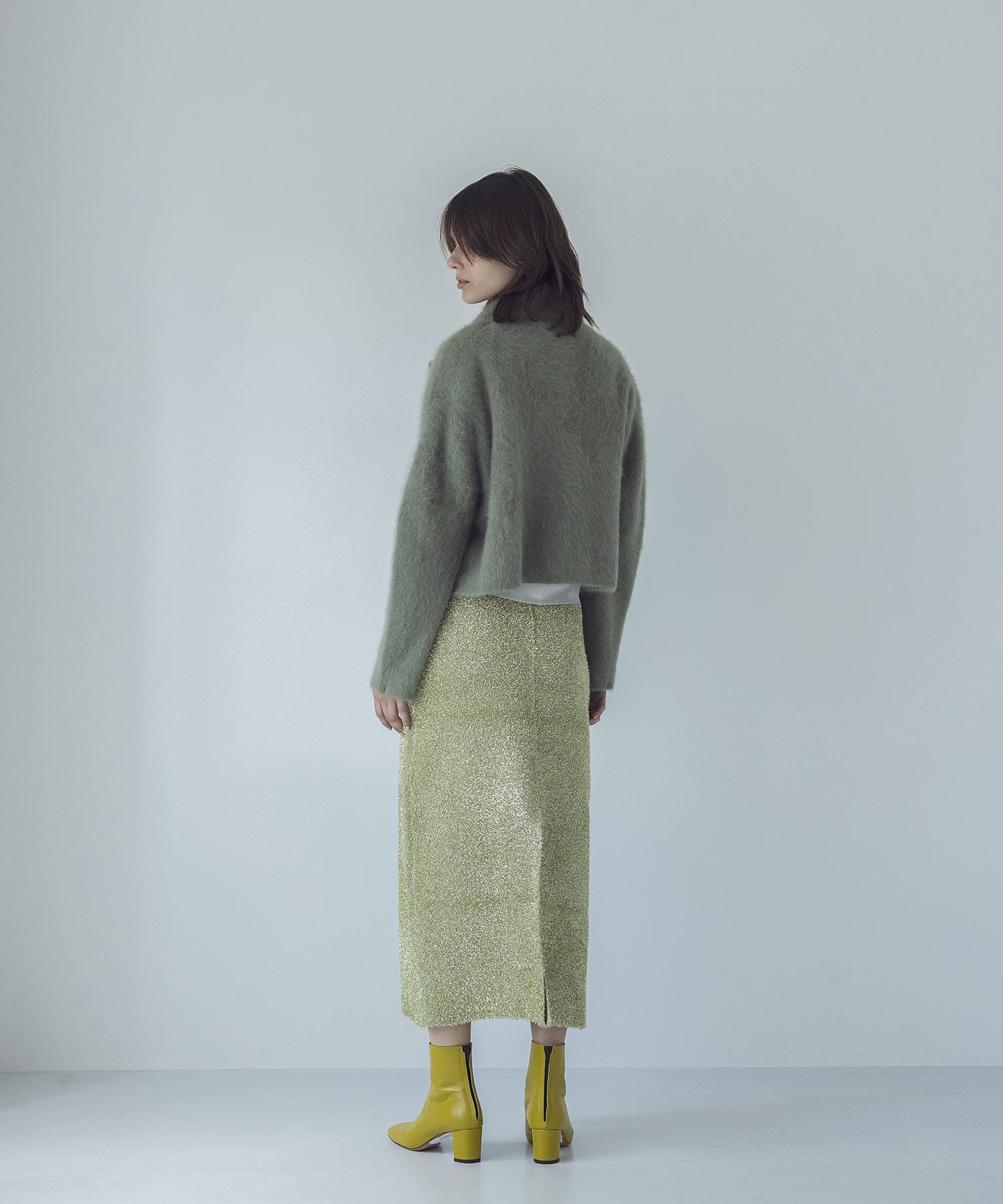 ＜VENIT＞metallic shaggy skirt