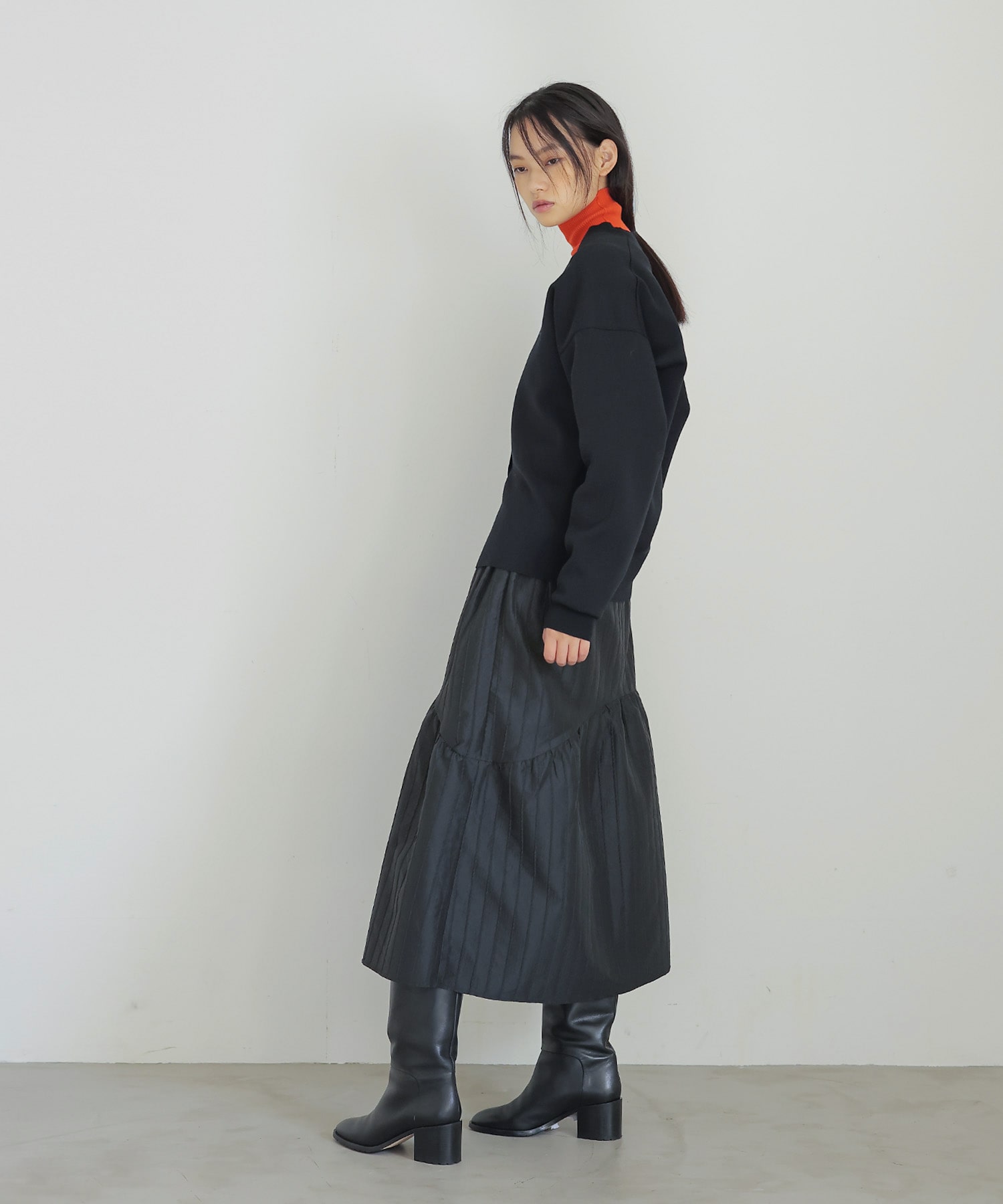 CADDITION＞stripe jacquard gather skirt | AND ON JIONE STORE