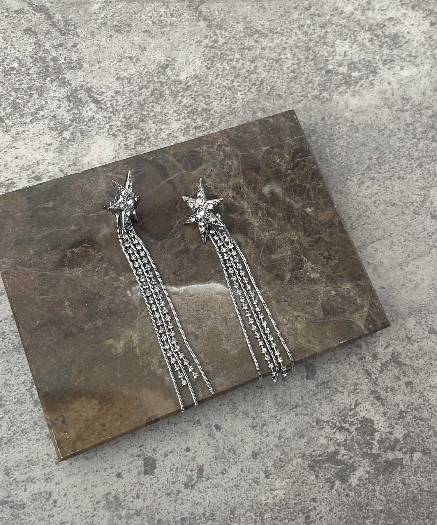 ADER ＞STAR stone fringe 2way pierce | AND ON JIONE STORE