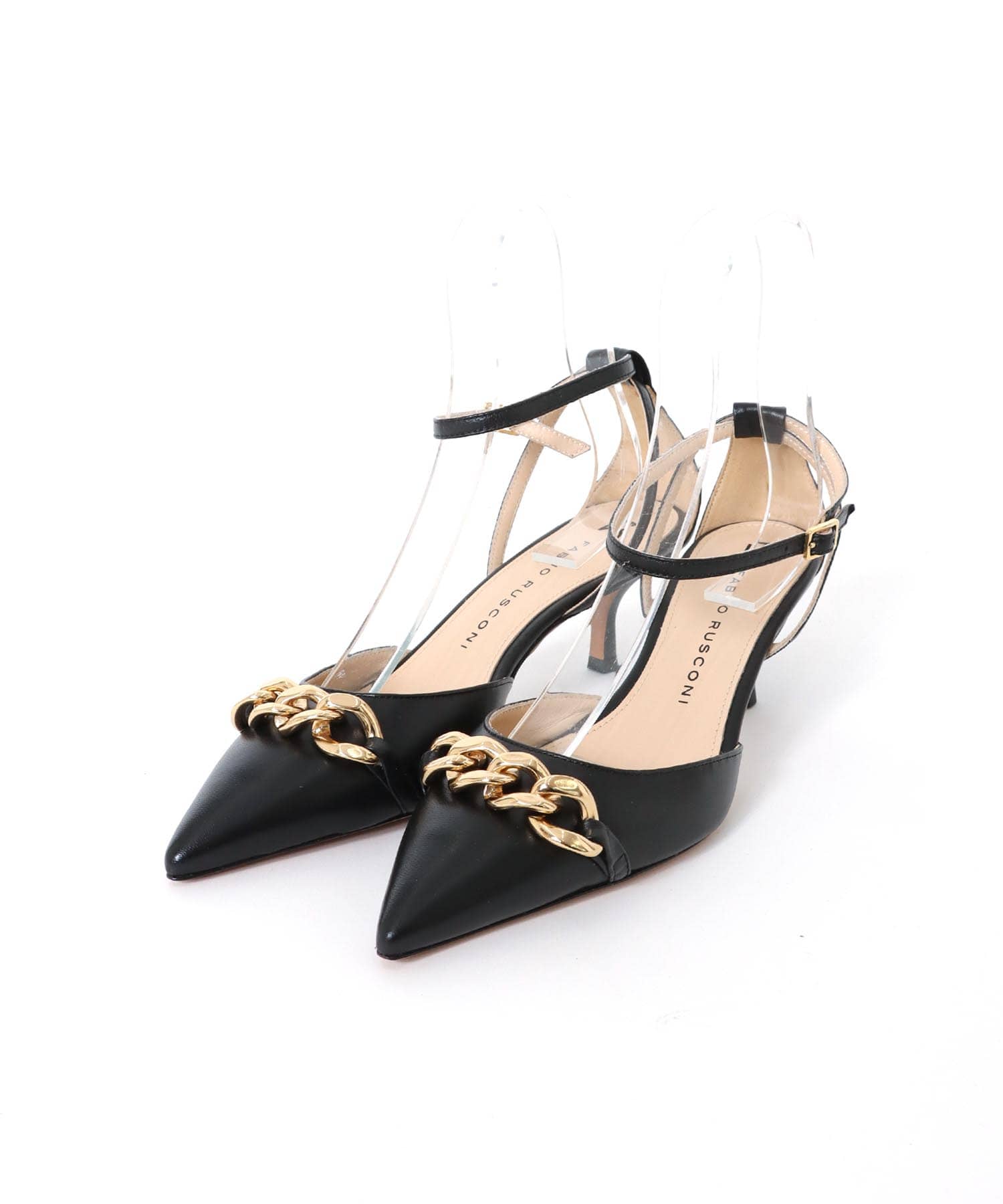 FABIO RUSCONI＞GABRY chain design pointed heel pumps | AND ON