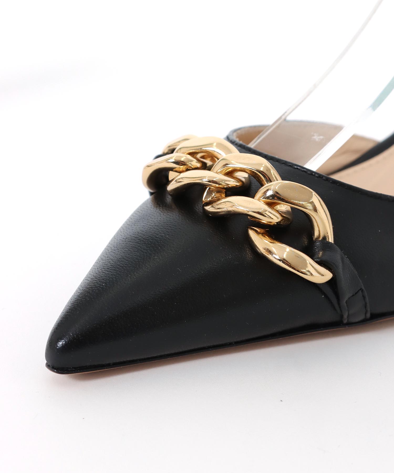 ＜FABIO RUSCONI＞GABRY chain design pointed heel pumps