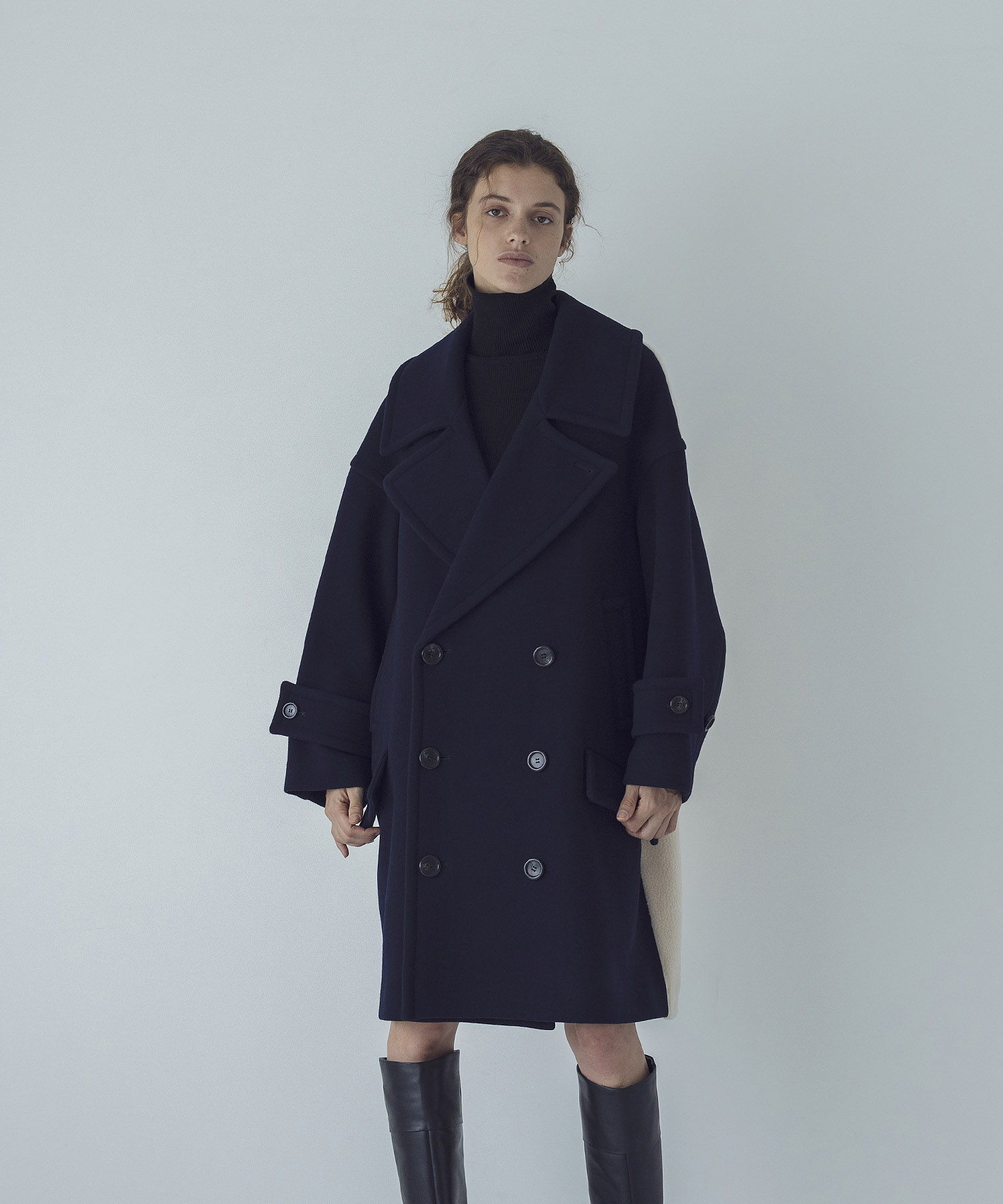 STUMBLY＞Melton/Boa Combination Pea Coat | AND ON JIONE STORE