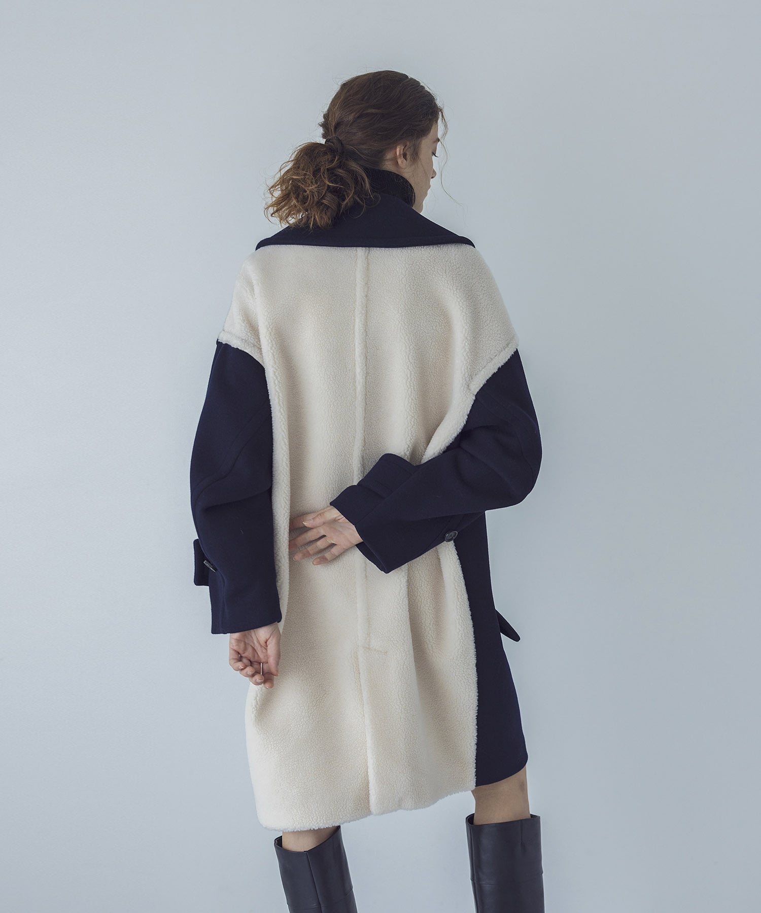 STUMBLY＞Melton/Boa Combination Pea Coat | AND ON JIONE STORE