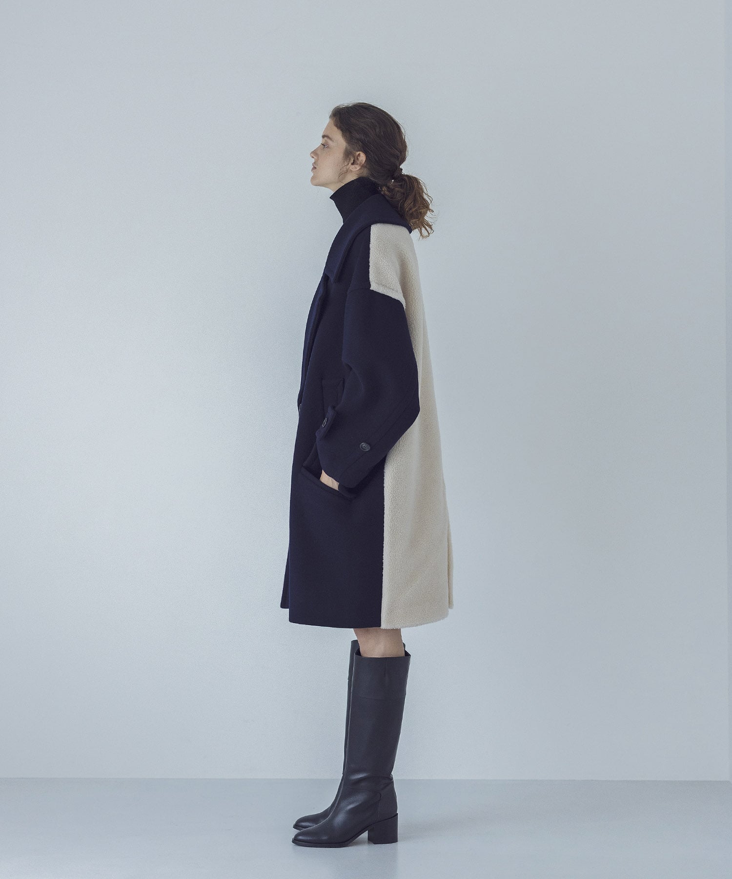 STUMBLY＞Melton/Boa Combination Pea Coat | AND ON JIONE STORE