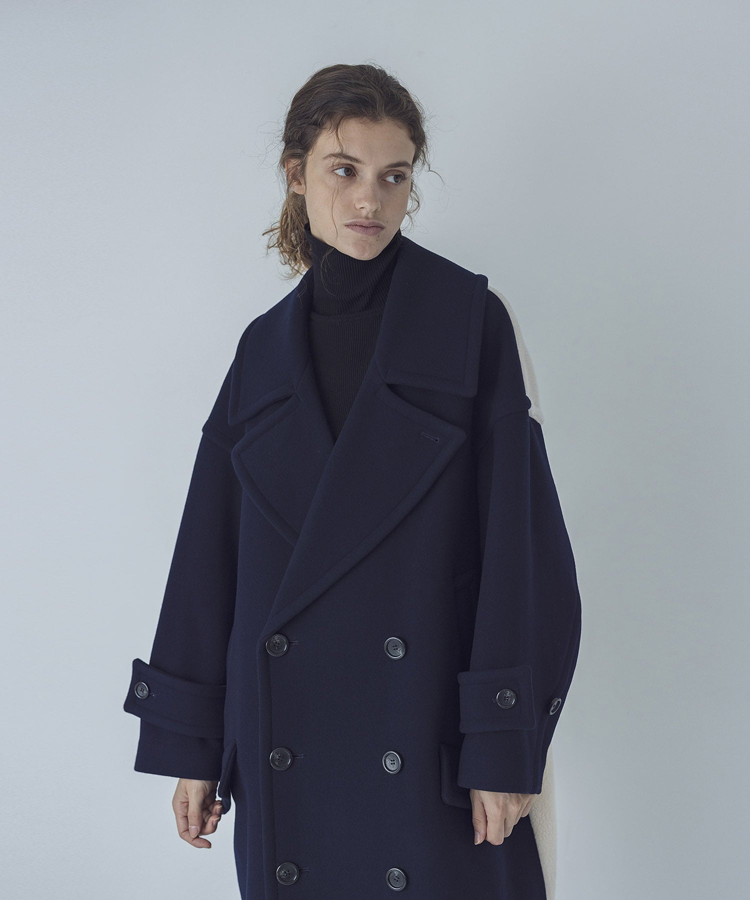 STUMBLY＞Melton/Boa Combination Pea Coat | AND ON JIONE STORE