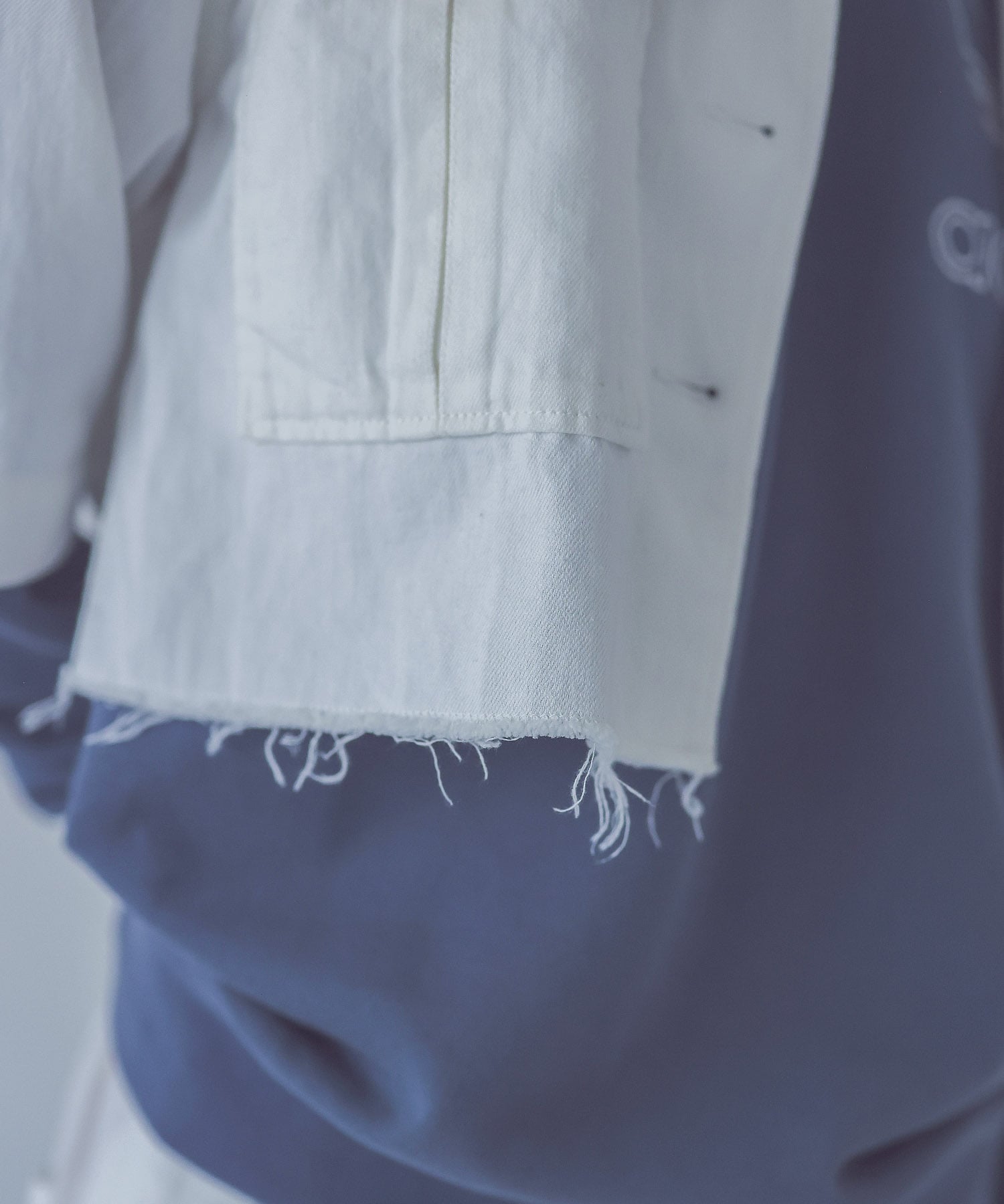 ＜YANUK＞open collar denim shirt